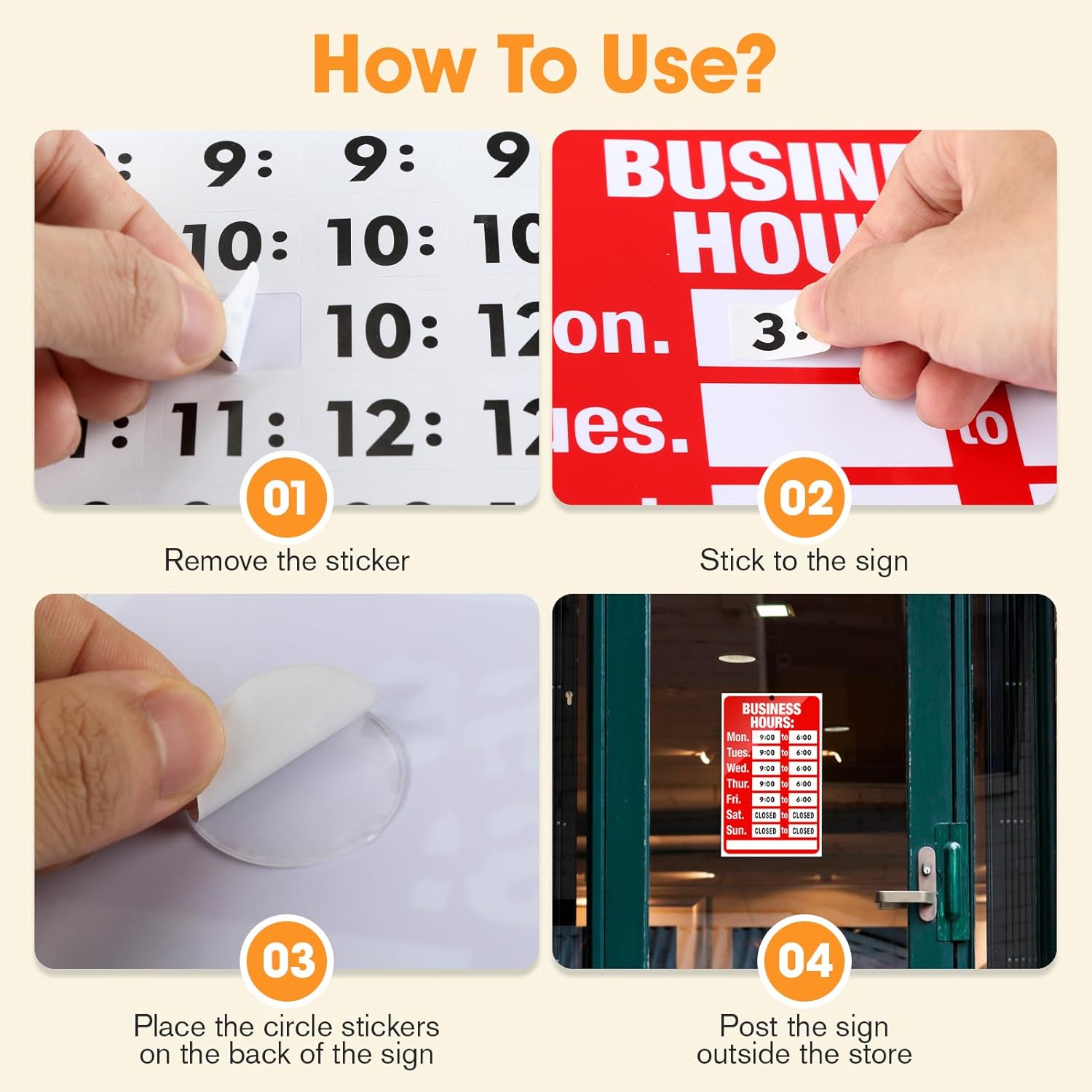 2 Piece Business Hours Sign, FlyCoco Open Hours Signs for Business Adjustable, Assured Signs Business Hours Sign for Glass Door Window Store Office Outdoor, Contains 2 Sign Boards 360 Usable Stickers - Image 6