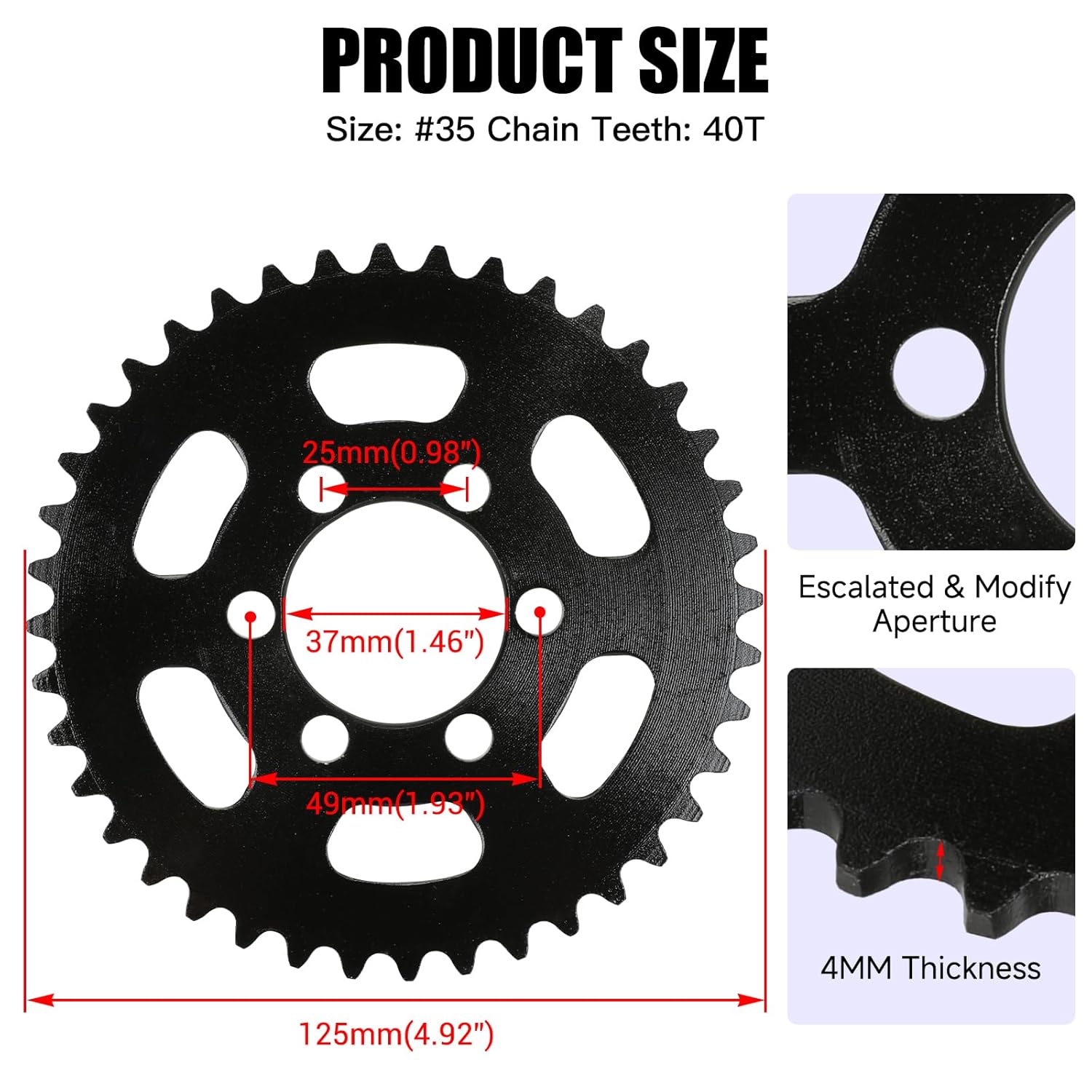 35 Chain Sprocket 40 Tooth Compatible with Coleman Mini Bike CT100U CC100X CK100 Baja DB30 TaoTao GK80 Monster Moto 80cc MBX10 MBX11 Predator 79cc 97cc 98cc 100cc 2.5hp Go Kart Parts - Image 2