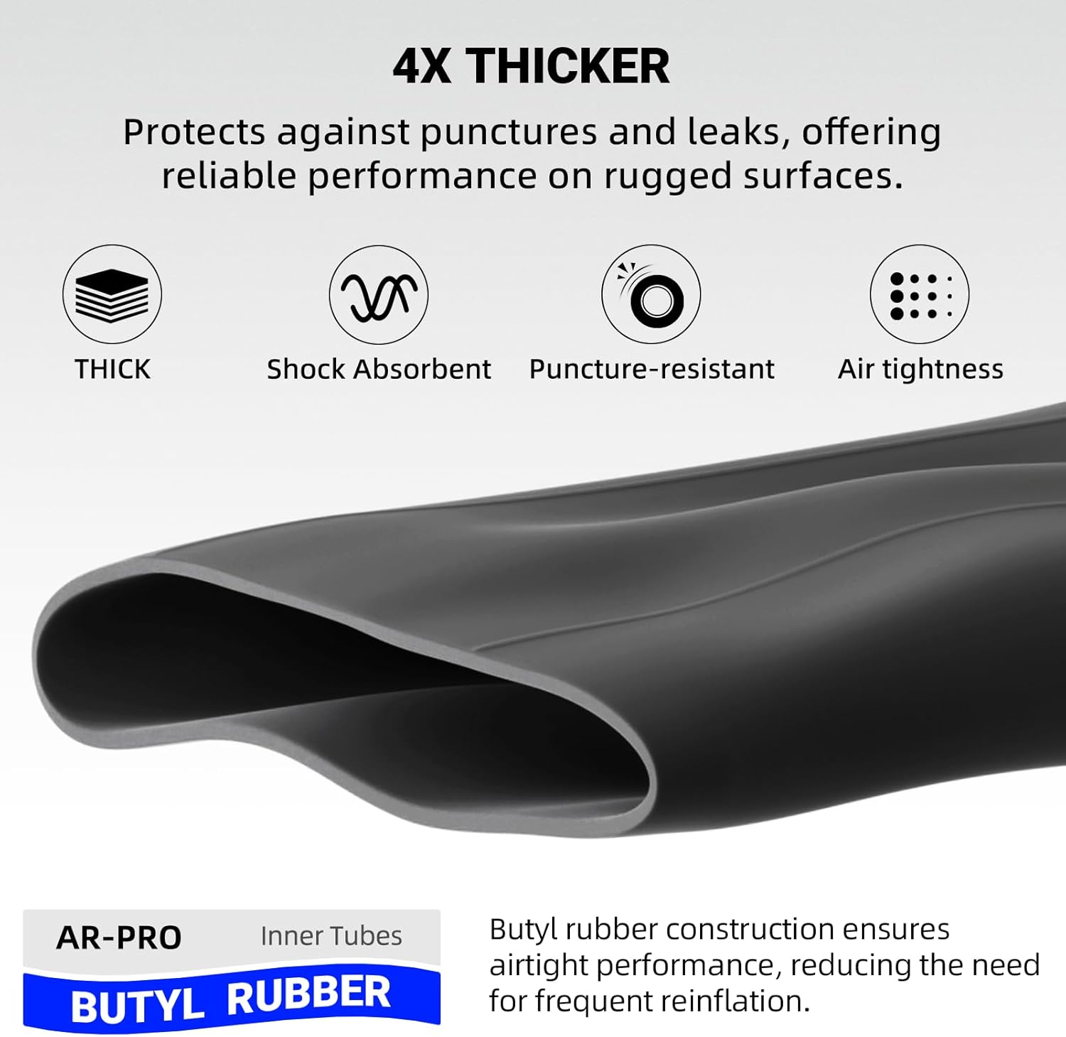 AR-PRO 16x6.50-8 16x7.50-8 Heavy Duty Inner Tube with TR-13 Straight Valve Stem - Universal for Razor Dirt Quad, ATV, Golf Cart, Mower, Tractor, Trailer, Snow Blowers, Wheelbarrows, and More (4-Pack) - Image 4