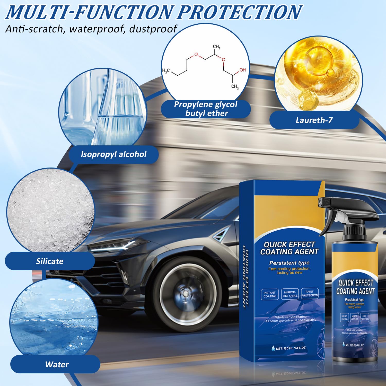 2pcs Car Coating Spray, Quick Effect Coating Agent, 2025 New Quickly Coat Car Wax, Car Scratch Wax Polish Spray Waterless Wash, Easy to Use - Image 6