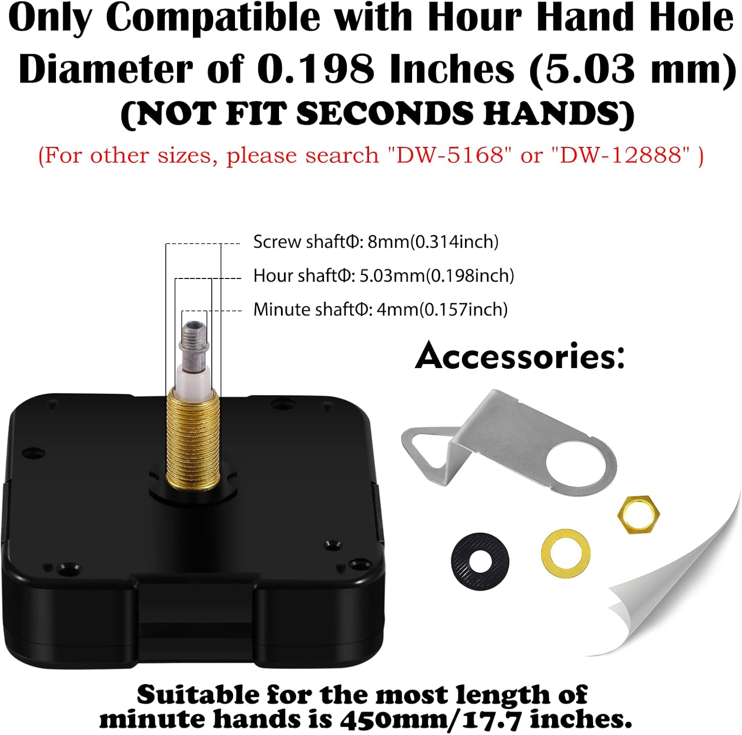 Large Wall Clock 12888 Movement Replacement, I Shaft High Torque Clock Parts, Quartz Clock Mechanism Battery Operated, Giant Wall Clock Motor Repair DIY (DW-12888-I, No Hands) - Image 3