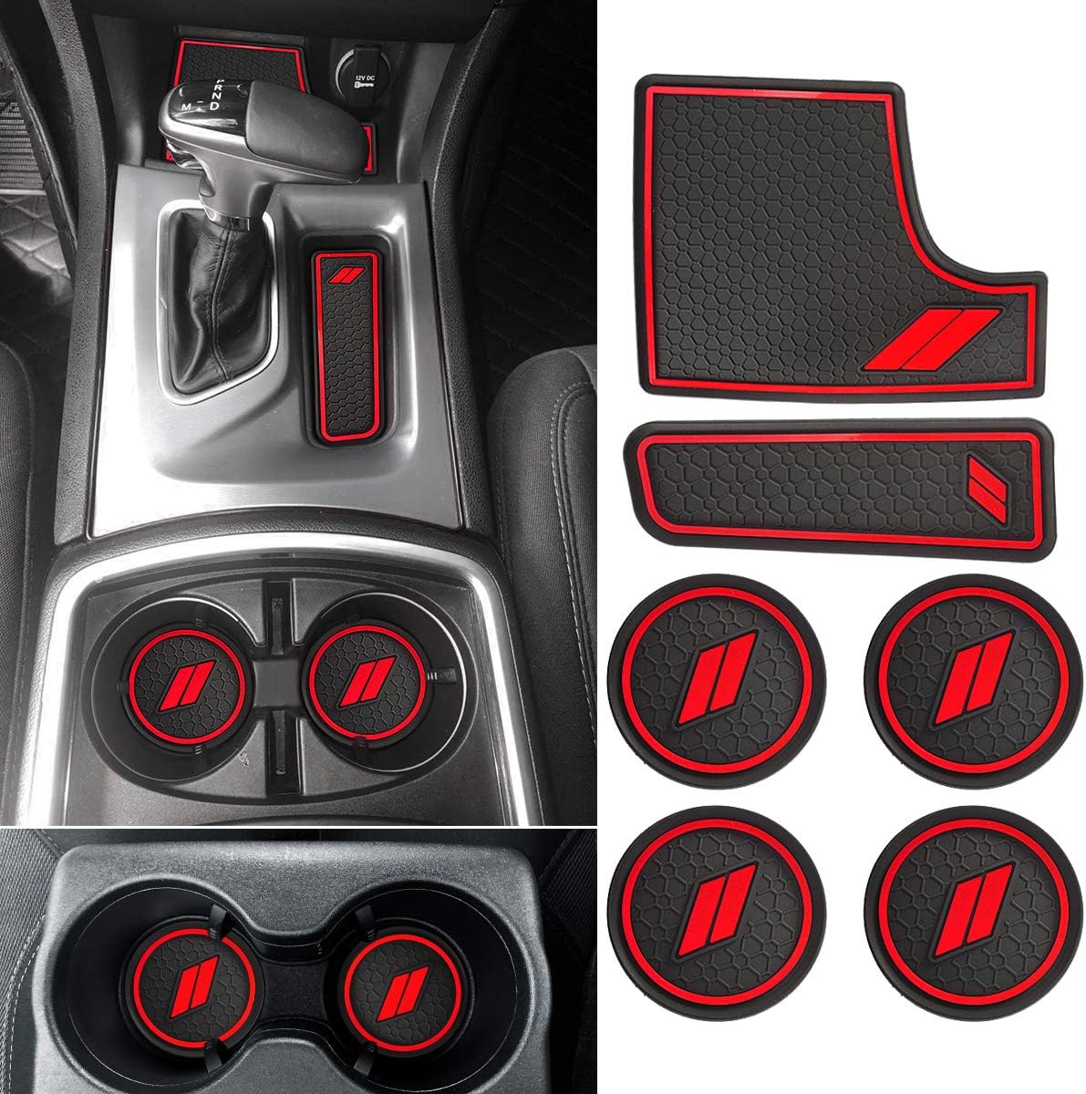 Auovo Anti dust Mats for Charger 2021 2015-2022 Accessories Custom Fit Cup Holder Liners Mats(6pcs/Set, red)