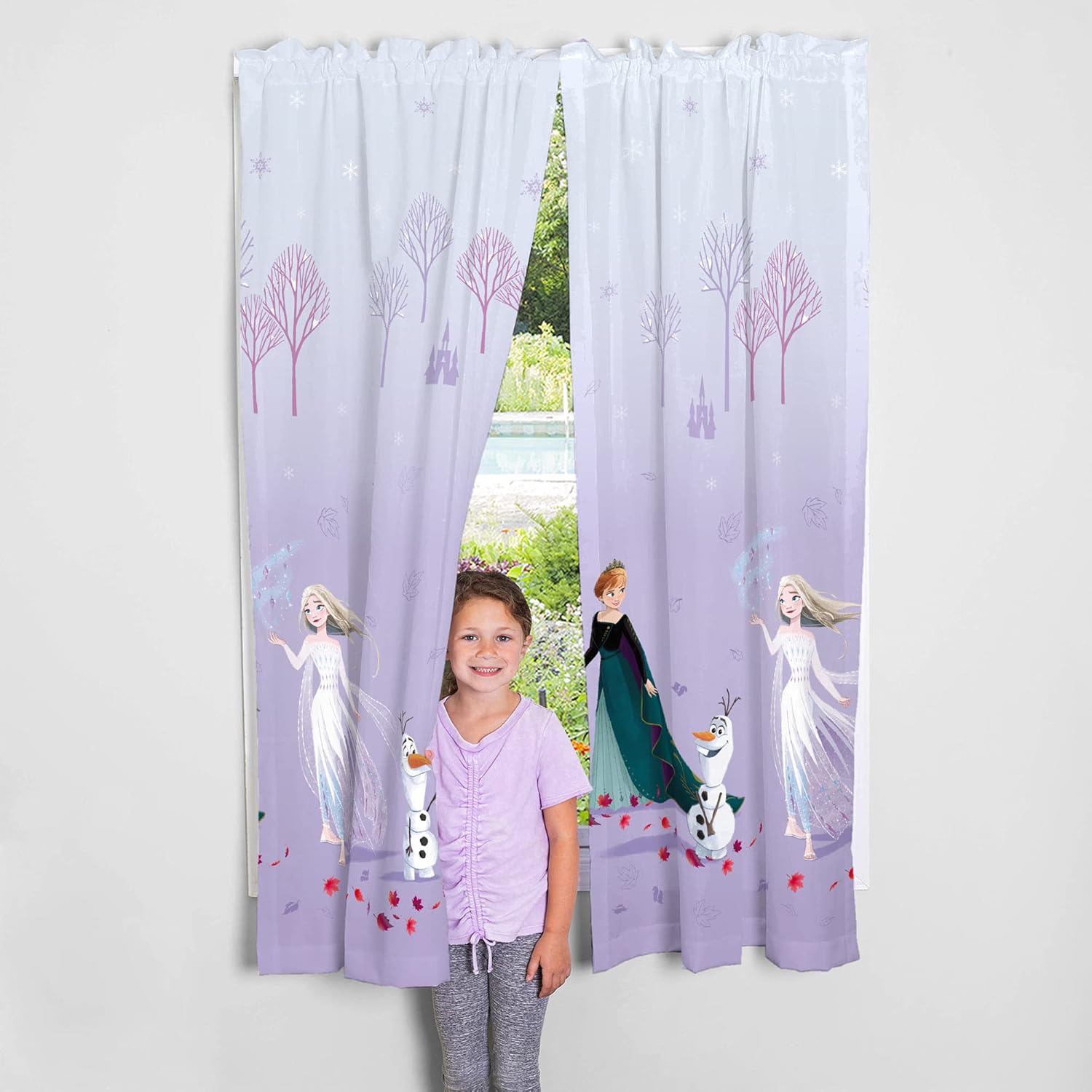 Disney Frozen 2 Kids Room Window Curtain Panels Drapes Set, 82 in x 63 in, "Official" Disney Product By Franco - Image 2