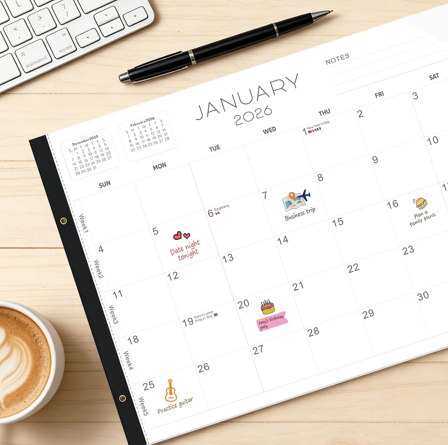 2026 Desk Calendar Large 22x17 – Desk Top Calendar 2026 with plastic cover - Image 5