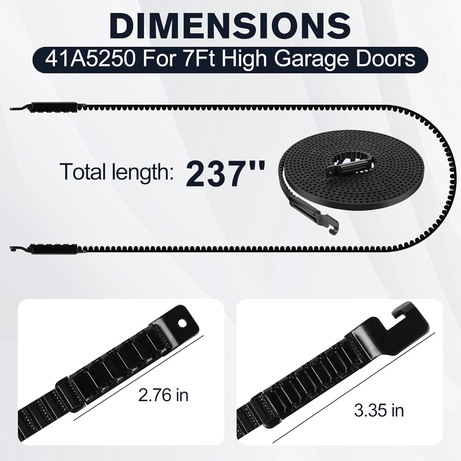 Drive Belt 41A5250, 237'' Garage Door Openers Belt Craftsman 41ab050 for 7ft High Garage Doors, 041A5250 Belt Compatible with Chamberlain/LiftMaster/Sentex/Whisper Belt Drive Garage Door Opener - Image 2