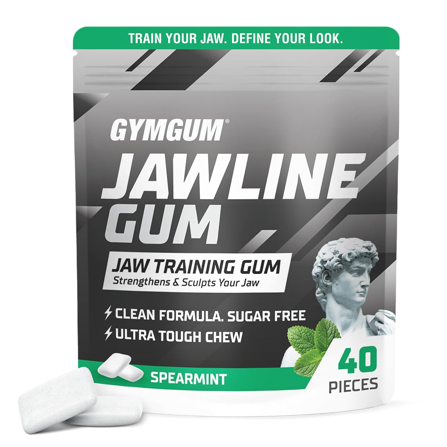 GYMGUM Jawline Gum Ultra Hard Chewing Gum | No Calories, No Sugar, No Artificial Sweeteners | Keto Friendly Mewing Gum for Jawline Training & Exerciser