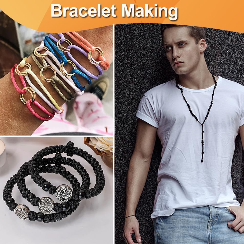 Ewparts 15 Rolls Satin Nylon String for Bracelets Making 1.5mm Satin Rattail Cord for Beading, Kumihimo,Necklace,Macrame Craft, Keychains Lanyards, Jewelry Making,Bracelet Silk String - Image 8