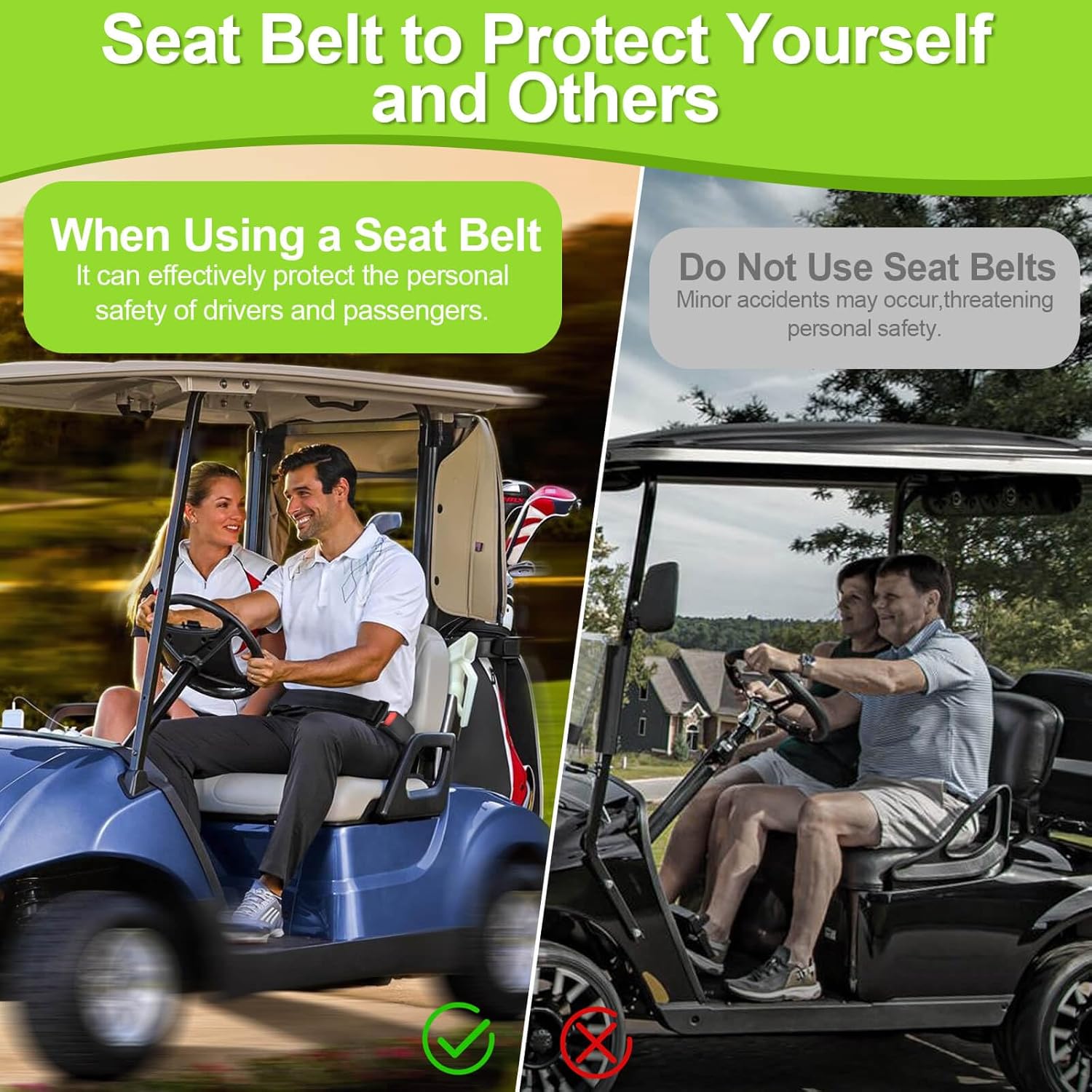 Retractable 61" DOT Seatbelts, Universal 2 Point Adjustable Seat Belts for Golf Carts EZGO, Yamaha, Club Car, ICON, Star, Zone Golf Carts (1 Set) - Image 7