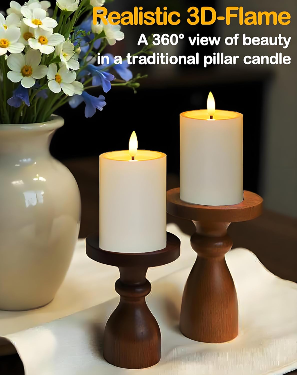 3"x4" Outdoor Waterproof Flameless Candles with Remote and Timers, LED Candles, Battery Operated Candles, Electric Fake Pillar Candles for Patio, Porch, and Lanterns Decor (Ivory) - Image 4