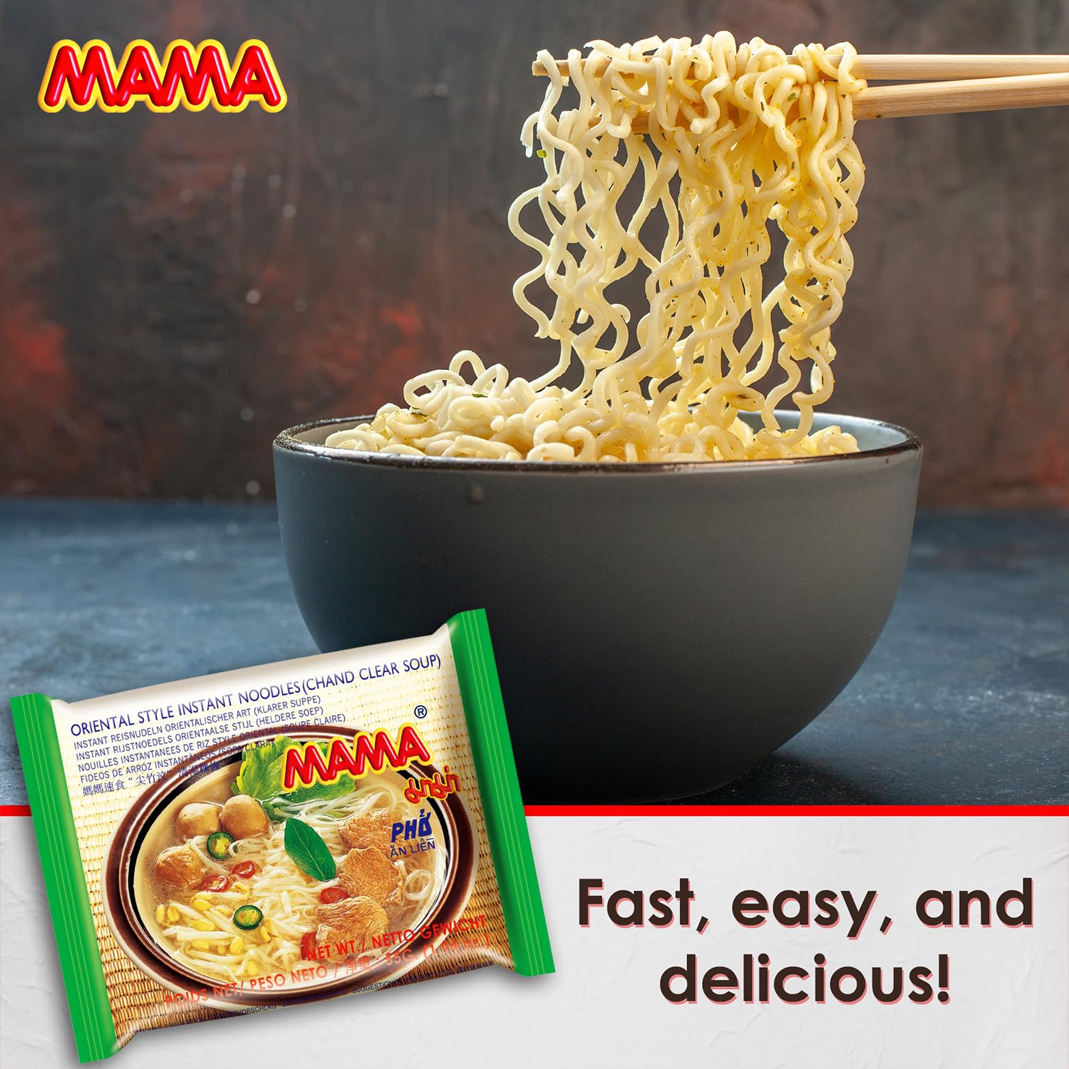 MAMA Noodles Chand Clear Soup Instant Rice Noodles w/Delicious Thai Flavors, Hot & Spicy Noodles, No Trans Fat w/Fewer Calories Than Deep Fried Noodles 30 Pack - Image 6