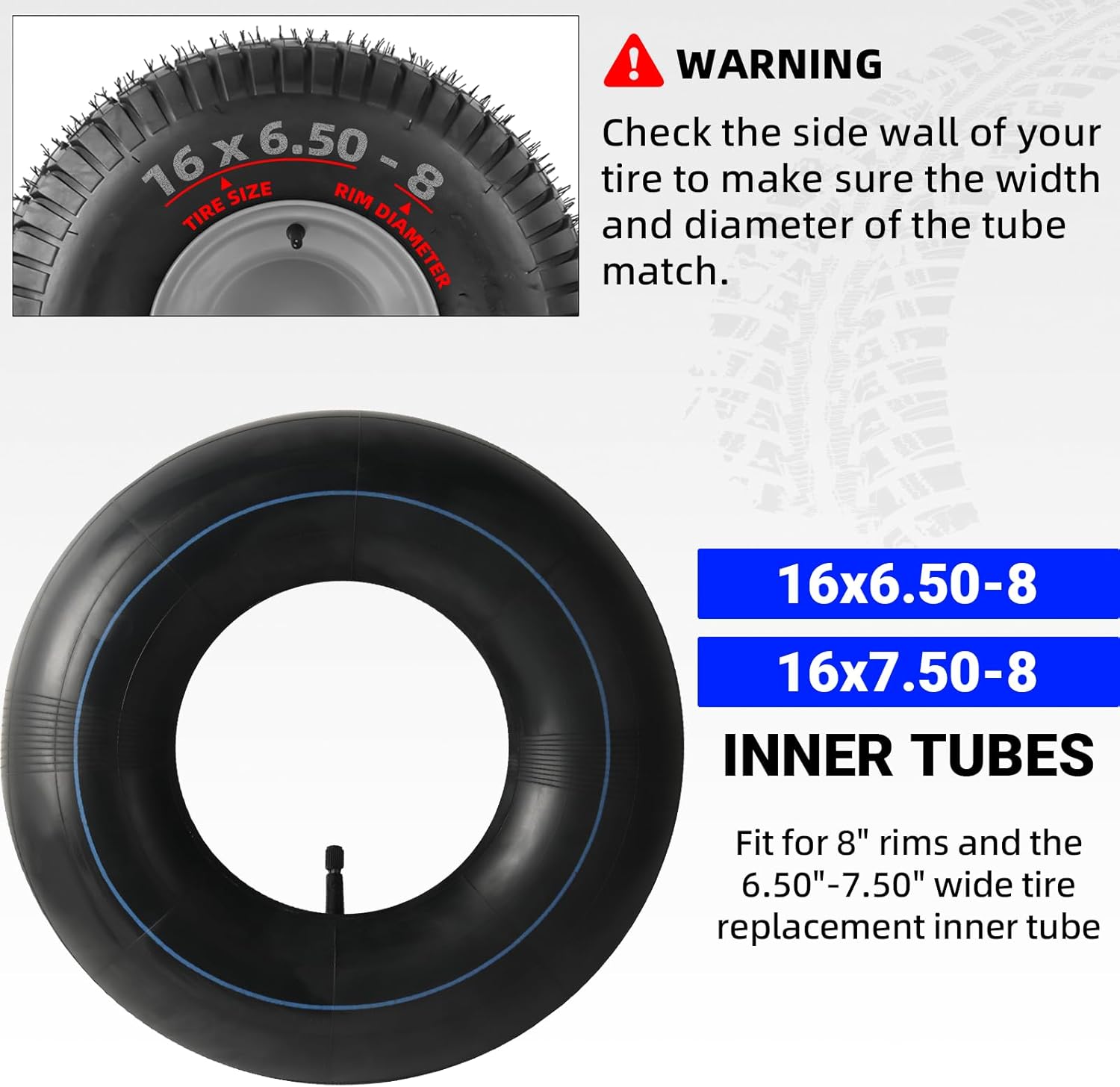 AR-PRO 16x6.50-8 16x7.50-8 Heavy Duty Inner Tube with TR-13 Straight Valve Stem - Universal for Razor Dirt Quad, ATV, Golf Cart, Mower, Tractor, Trailer, Snow Blowers, Wheelbarrows, and More (4-Pack) - Image 2