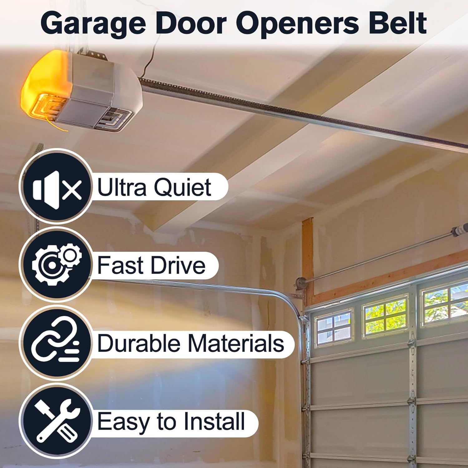 Drive Belt 41A5250, 237'' Garage Door Openers Belt Craftsman 41ab050 for 7ft High Garage Doors, 041A5250 Belt Compatible with Chamberlain/LiftMaster/Sentex/Whisper Belt Drive Garage Door Opener - Image 6