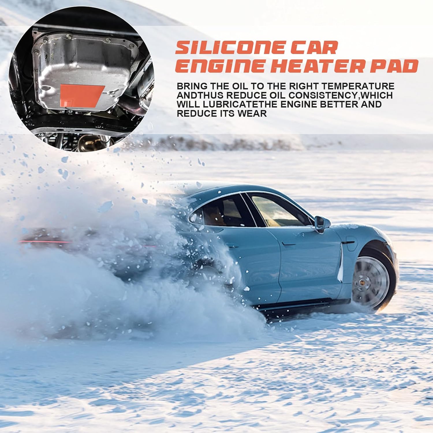 2PCS Engine Block Heater Oil Pan Heater Pad with Thermostat 120V 150W 4 X 5 Inch 3M Self-Adhesive Metal Surface Dipstick Engine Block Silicone Heating Pad with 68 Inch Long Power Cord - Image 2