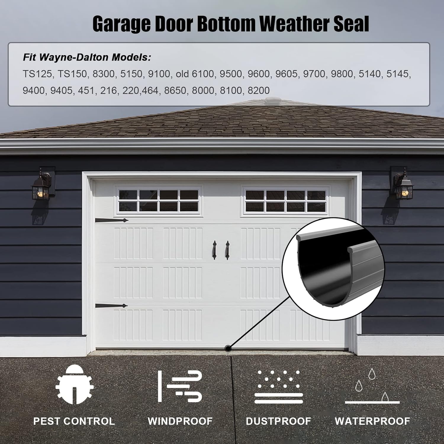 Replacement Wayne Dalton Garage Door Bottom Weather Seal 154448 for Weather Stripping Fit 9 feet Wide Doors (9 feet) - Image 6