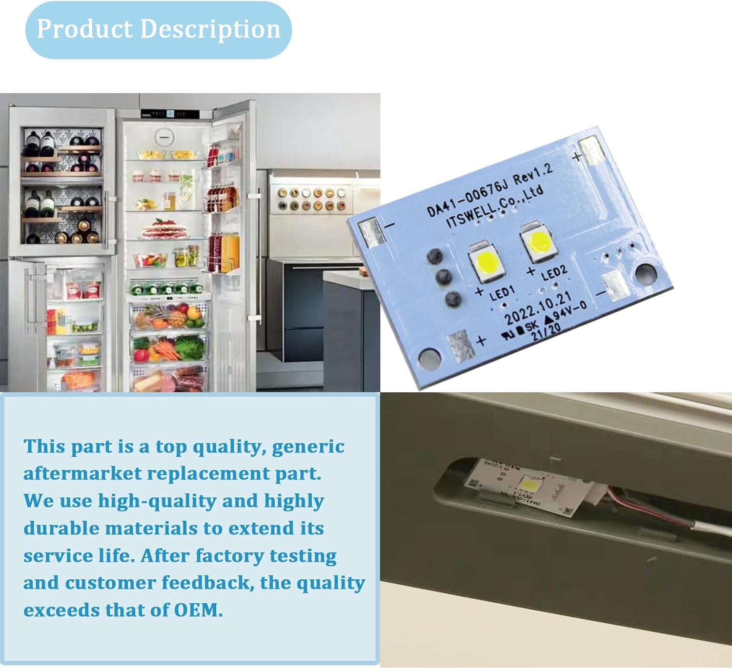 DA41-00676J led Light Freezer LED Light Fit for Samsung Refrigerator AP6000168 PS11732779 EAP11732779 - Image 6