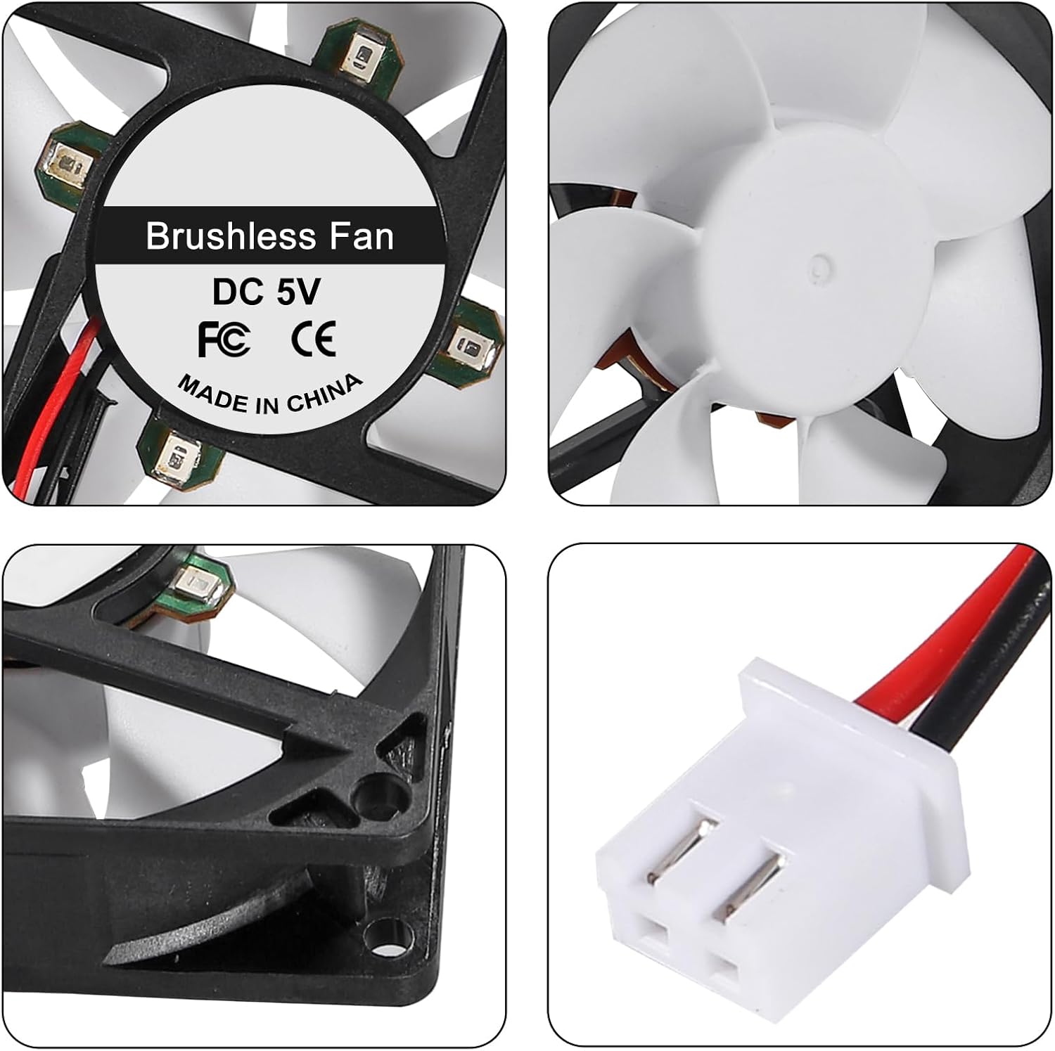 2Pcs 80mm/3.15inch for DC Fan 5V Computer Case Fan 80x80x25mm 2Pin 8025 Blue LED Power Cooling Fan DC Brushless Cooler Fan 8cm for PC Case CPU Brushless Axial Radiator Fan - Image 2