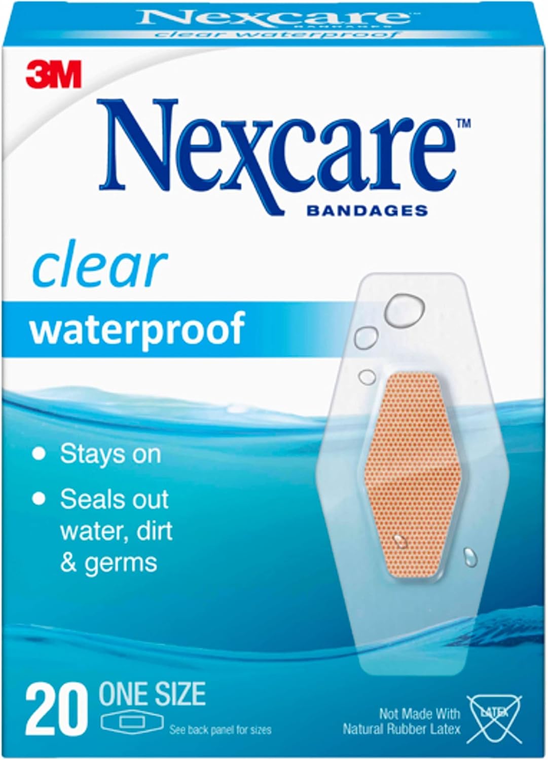 Nexcare Waterproof Clear Bandages, Covers and protect cuts, scrapes and blisters, One Size, 20 Count - Image 2