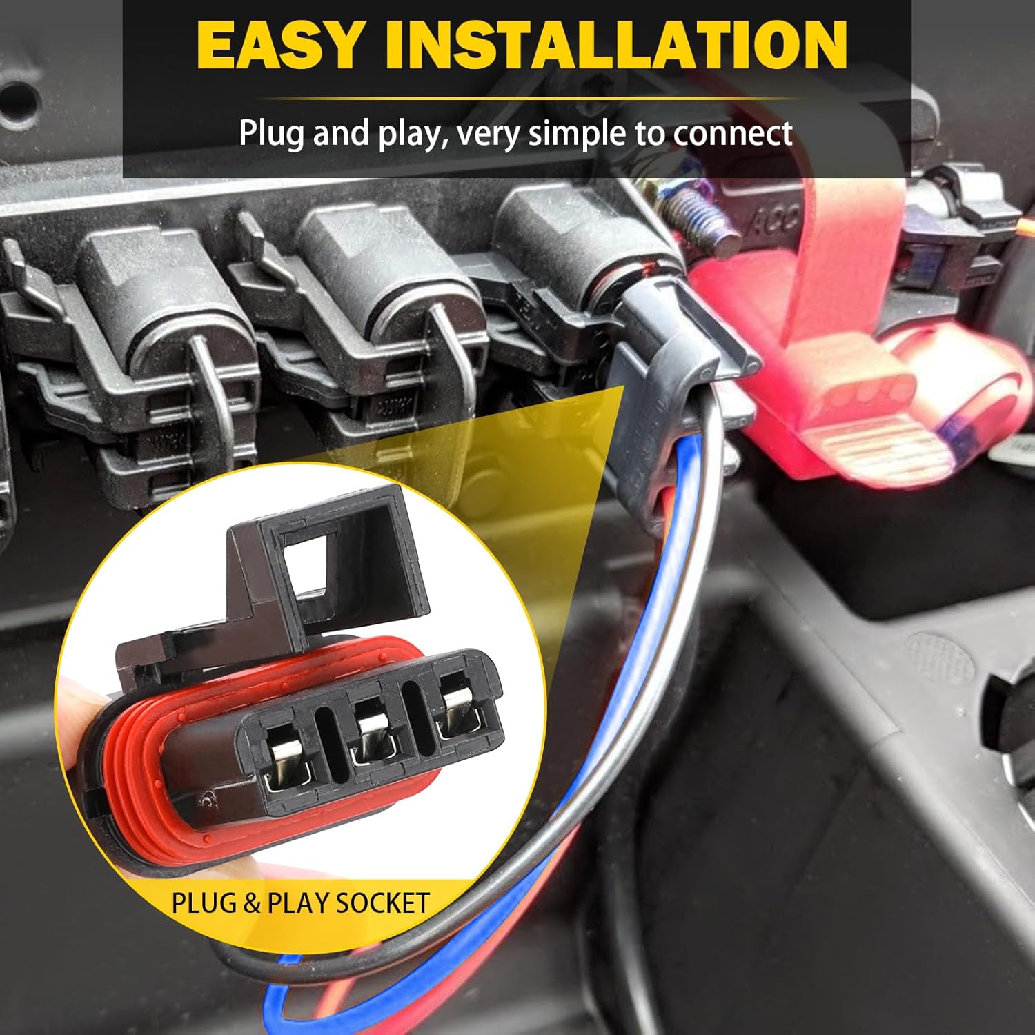 12Awg Pulse Power Plug Connector Pigtail Compatible with Polaris Ranger XP 1000 & RZR RS1 Pro & General 2018 2019 2020 2021 - Pulse Bar Wire Harness (3 pcs) - Image 2