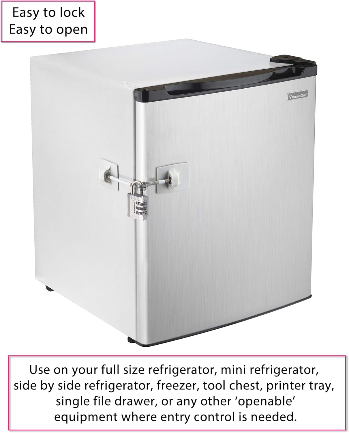 Refrigerator Lock (White with Silver Combination Padlock) - Image 4