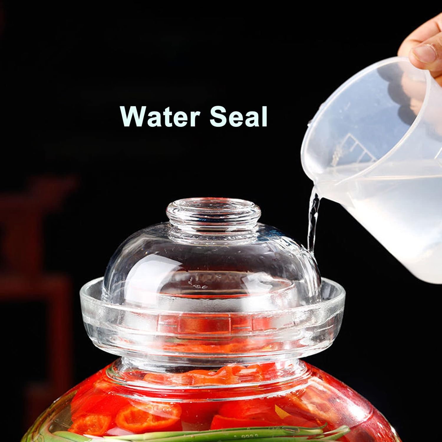 1.5L Glass Jar with Lid Fermentation Jar, Traditional Fermenting Kit Crock with Water Seal Airlock Lid, Pickle Jar for Pickles Kimchi, Sauerkraut, Wine Brewing Kombucha - Image 3