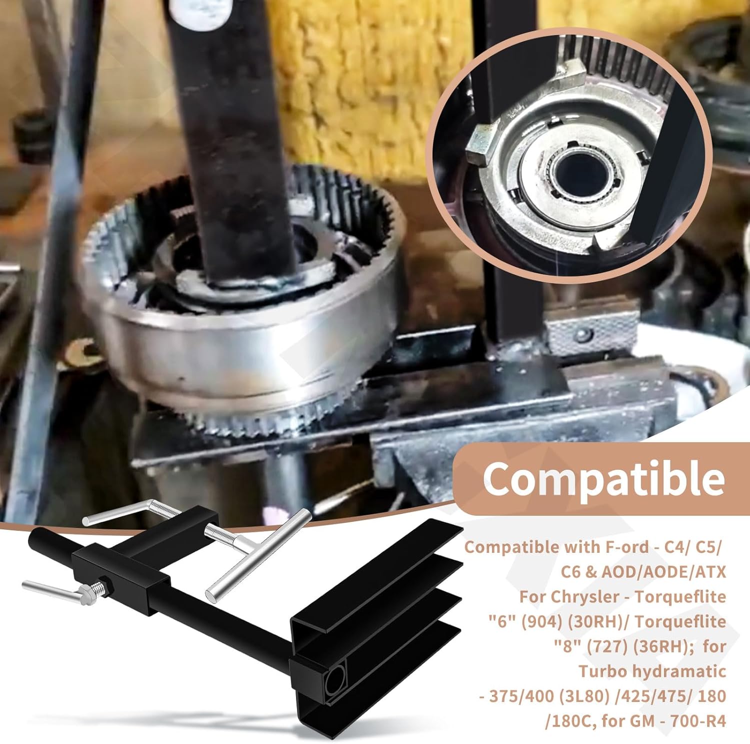 Heavy Duty T-0158 Universal Clutch Drum Spring Compressor Transmission Tool for Ford Chrysler GM A904 Transmission, T-0158-HD Z-7500-HD - Fit Most Common Clutch Drums Up to 6" in Size - Image 5