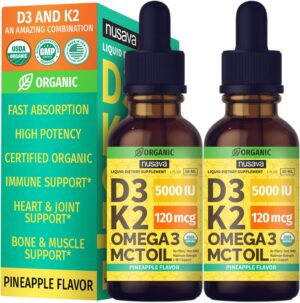 (2 Pack) Organic Vitamin D3 K2 Drop...