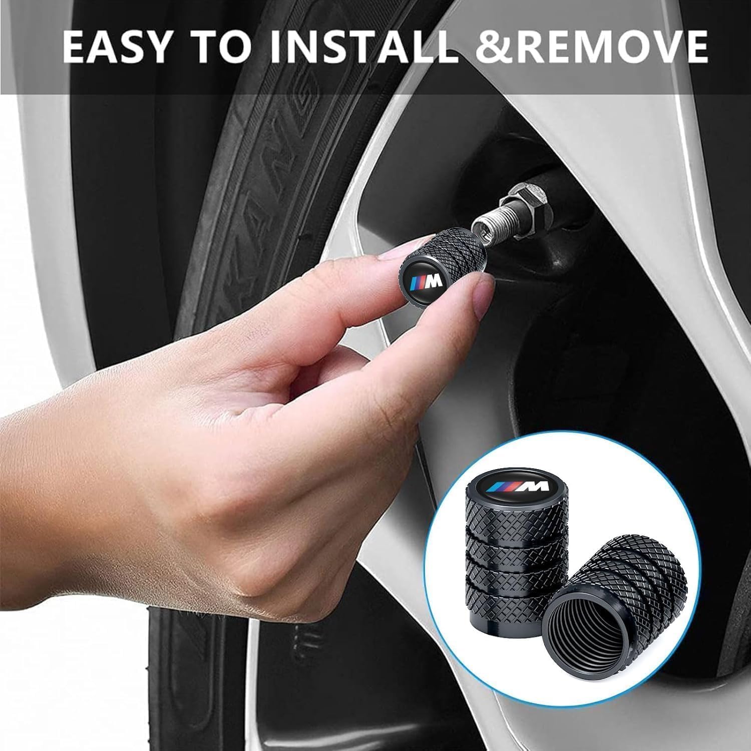 Car Tire Valve Caps Valve Stem Cover Compatible with BMW M Series Tire Car Decoration Accessories(Black) - Image 3