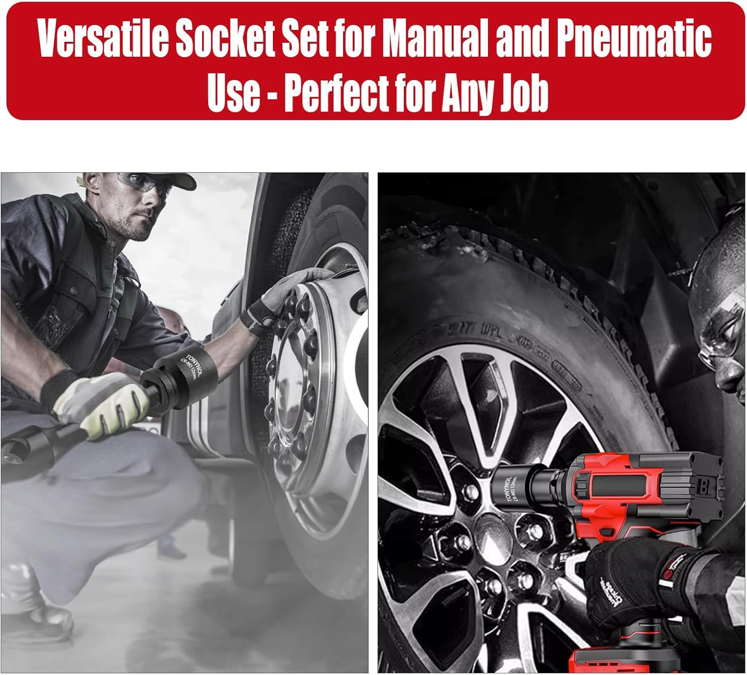 1/2" Inch Drive Impact Socket Set,6-Point,SAE (1-1/16" to 1-5/8"),10 PC Deep,Heavy Duty Impact Socket Set,With a Storage Case - Image 5