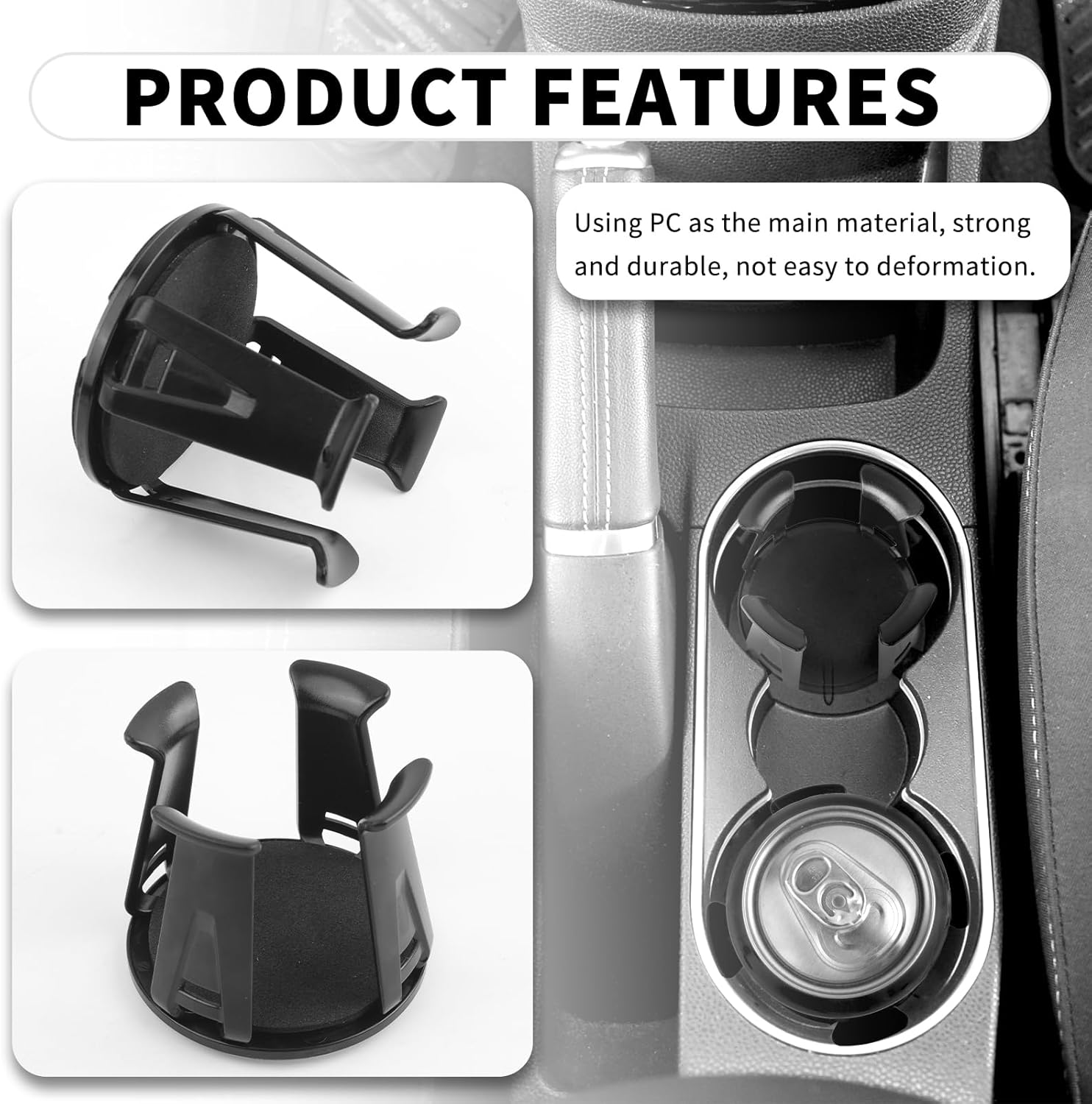 2PCS Car Cup Holder Insert,2026 Upgraded Cupholder Insert for Car with Adaptive Clamping Arm,Essential Self-Adhesive Automotive Cups Holders for Fixing Water Cups and Drinks - Image 3