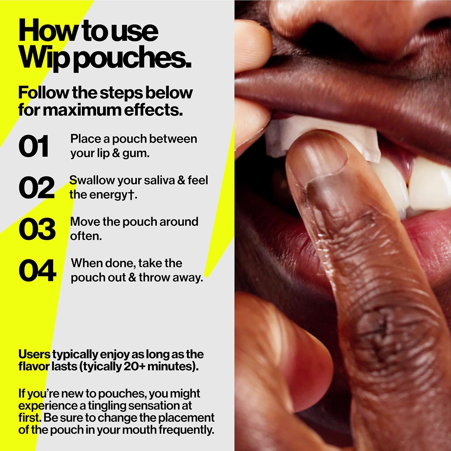 Wip Energy Pouches | 100mg Natural Caffeine | Vitamins and Minerals | Strawberry Kiwi | 15 Pouches Per Can | 3 Cans - Image 2