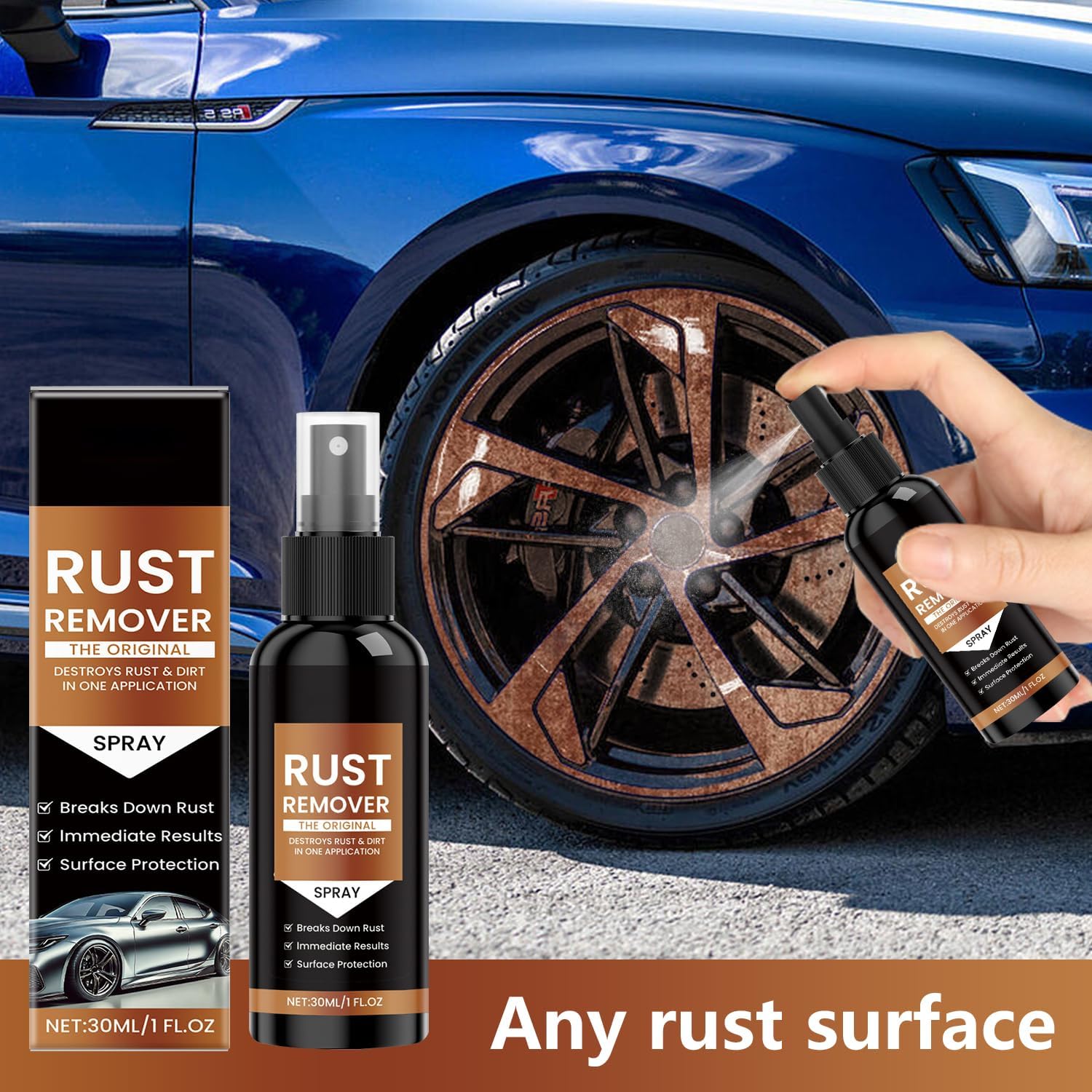 Nexa Rust Remover Spray, 2025 Upgrade Rust Remover for Metal, Multipurpose Rust Stain Remover,for Heavy Duty Rust Dissolver for Metal, Tools, Cars, Chains(30ML*3Pcs - Image 2