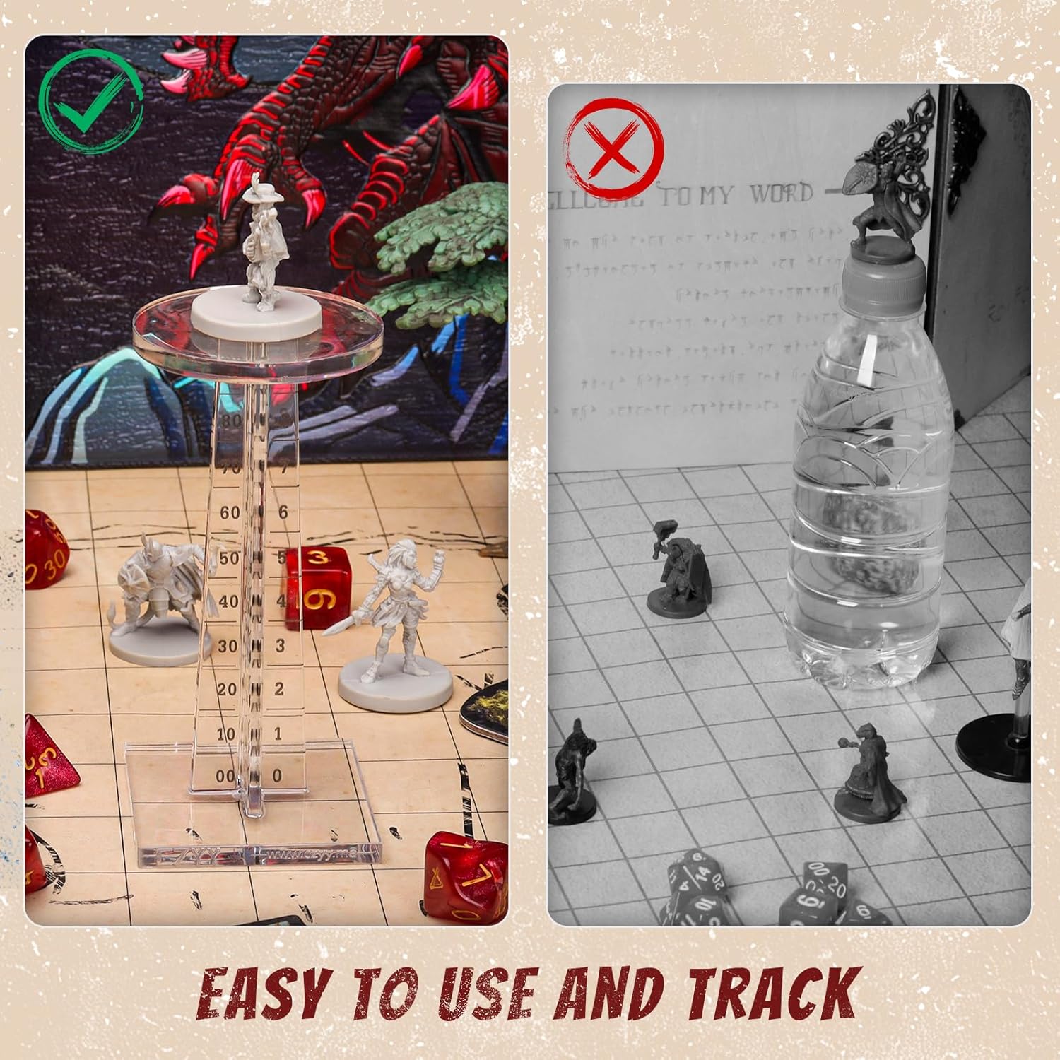 DND Flying Miniatures Combat Riser (Set of 2) Acrylic Laser Cut Flight Stand Terrain from 0 to 9999 ft Perfect for Dungeons and Dragons, Wargames, D&D and Tabletop RPG - Image 2