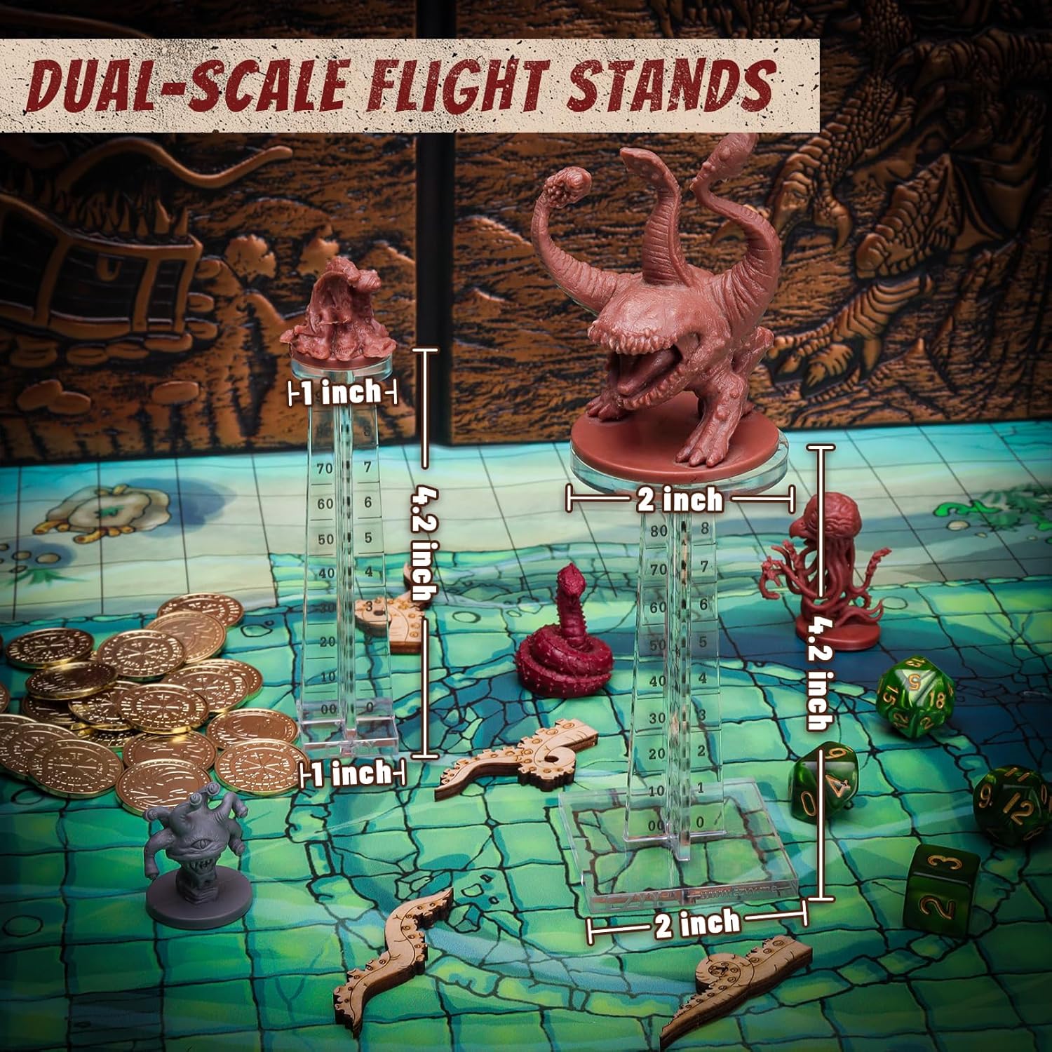 DND Flying Miniatures Combat Riser (Set of 2) Acrylic Laser Cut Flight Stand Terrain from 0 to 9999 ft Perfect for Dungeons and Dragons, Wargames, D&D and Tabletop RPG - Image 6