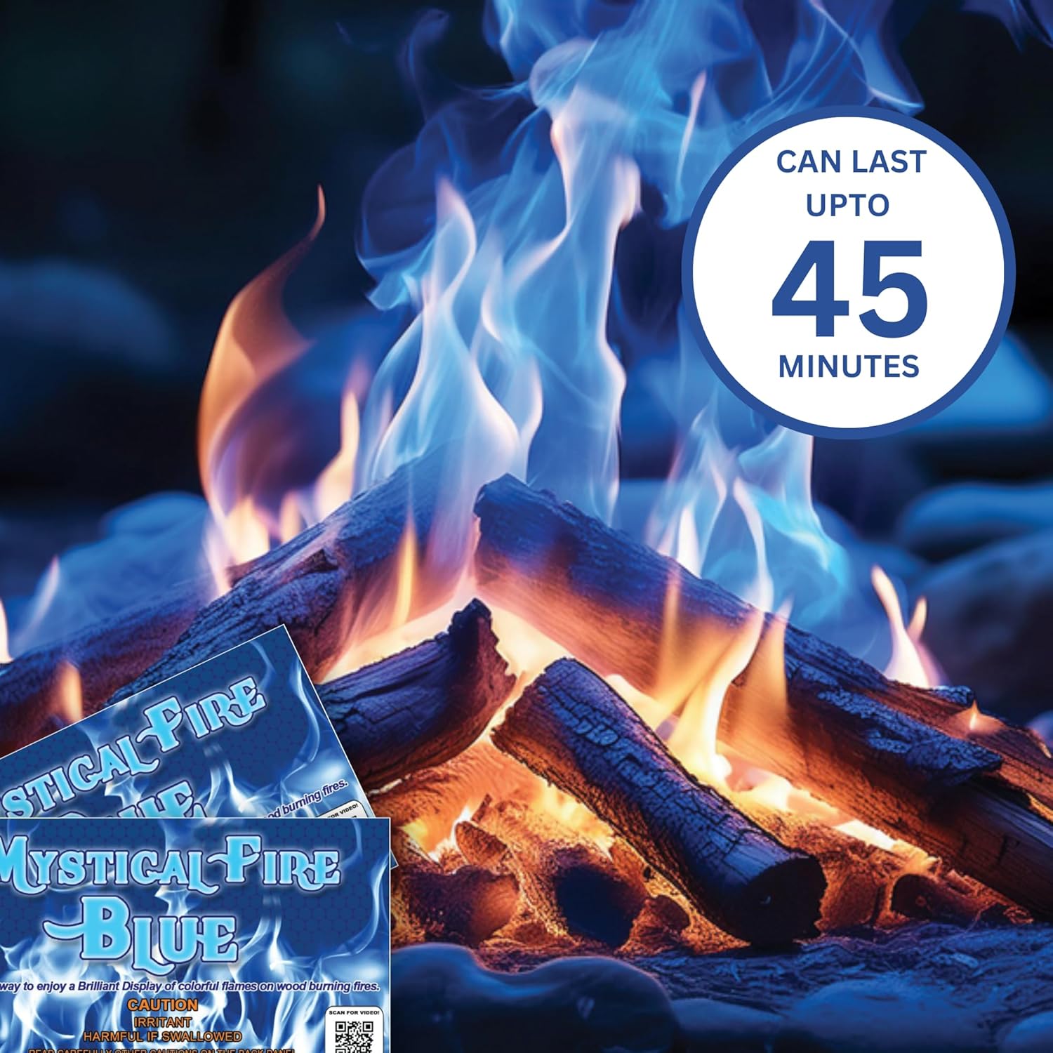 Mystical Fire Blue Color Changing Packets- Pack of 12 Blue Flames- Long Lasting Enchanted Magical Flames- Flame Color Changer for Fire Pits & Outdoor Fireplaces- Campfire Accessories - Image 4