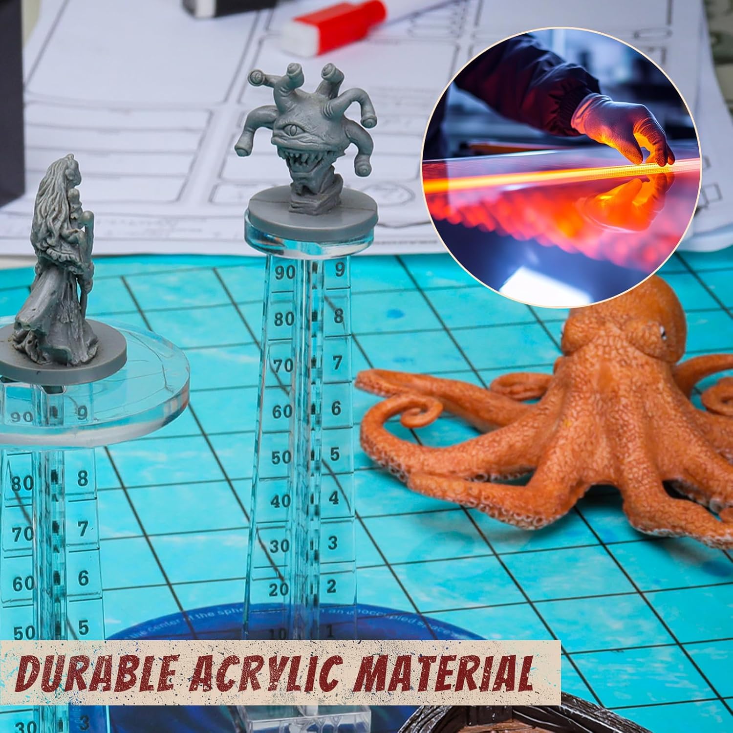 DND Flying Miniatures Combat Riser (Set of 2) Acrylic Laser Cut Flight Stand Terrain from 0 to 9999 ft Perfect for Dungeons and Dragons, Wargames, D&D and Tabletop RPG - Image 5