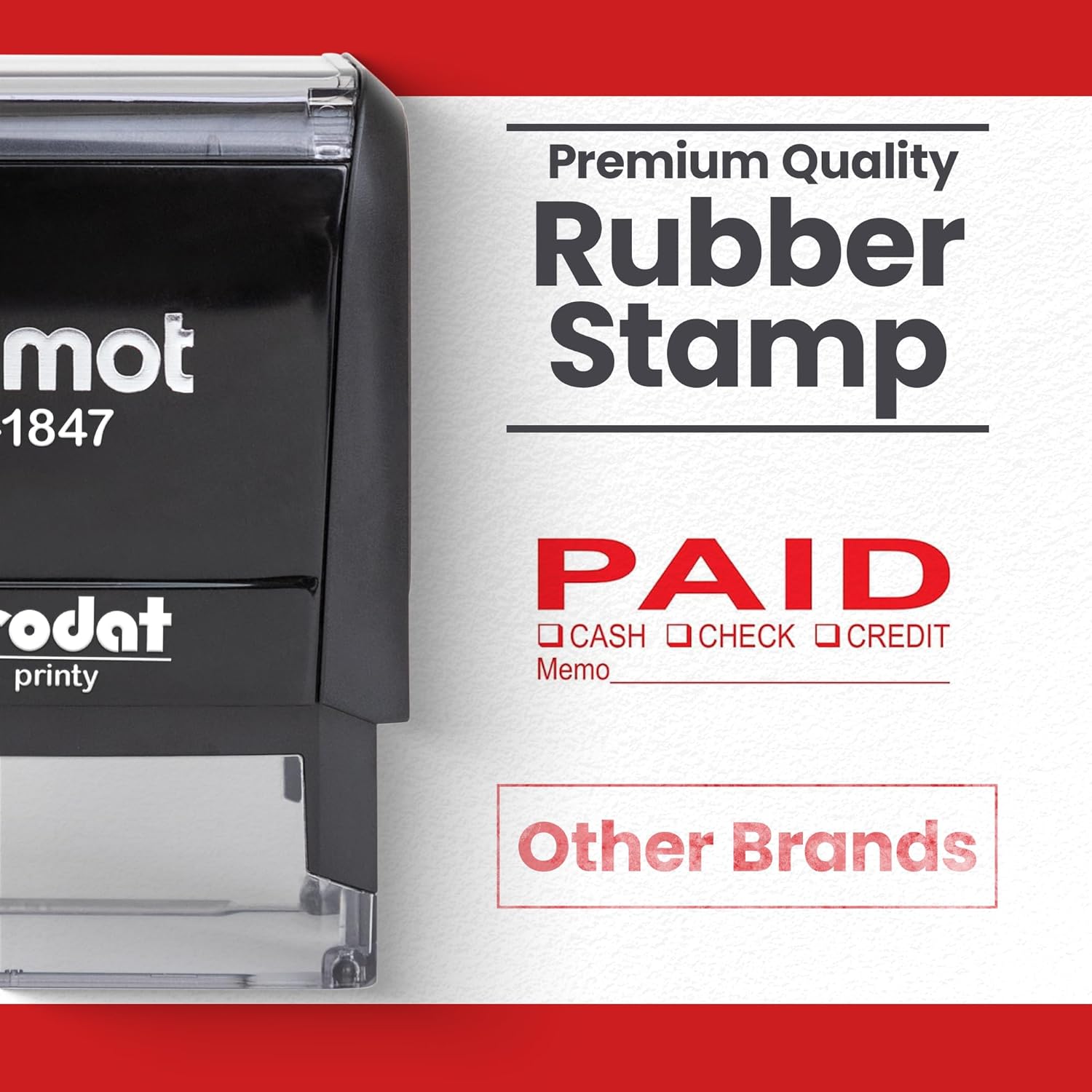 Promot Paid Stamp Self Inking Stamp - Paid Stamp for Office, Accounts Payable Stamp w/Type and Memo - Rubber Stamps for Retail Use, Red Ink Stamp, Self Inking Stamp for Business Supplies - Image 6