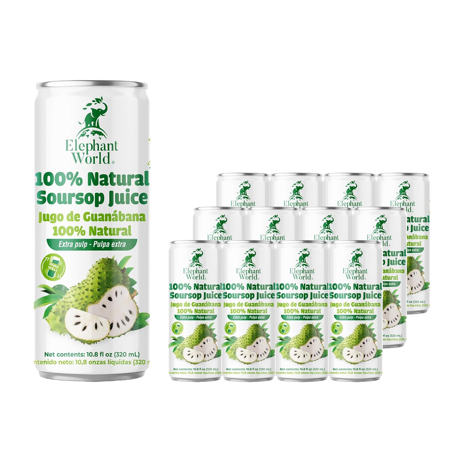 Elephant World 100% Natural Soursop Guanabana Juice 10.8 oz (Pack of 12), Soursop - Image 3