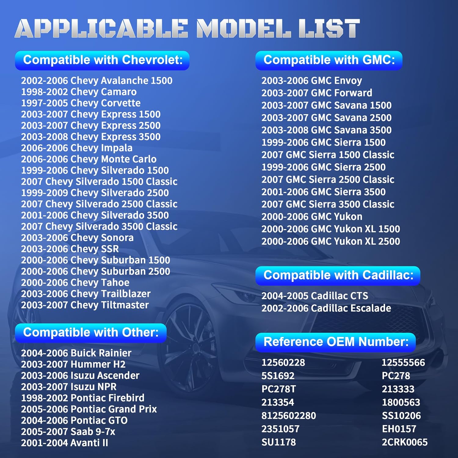 Crankshaft Position Sensor Compatible with 1999-2006 Chevy Silverado 1500 Avalanche Suburban Tahoe Trailblazer Camaro GMC Sierra Envoy Yukon Savana for Cadillac Escalade 12560228, 12555566, 5S1692 - Image 3