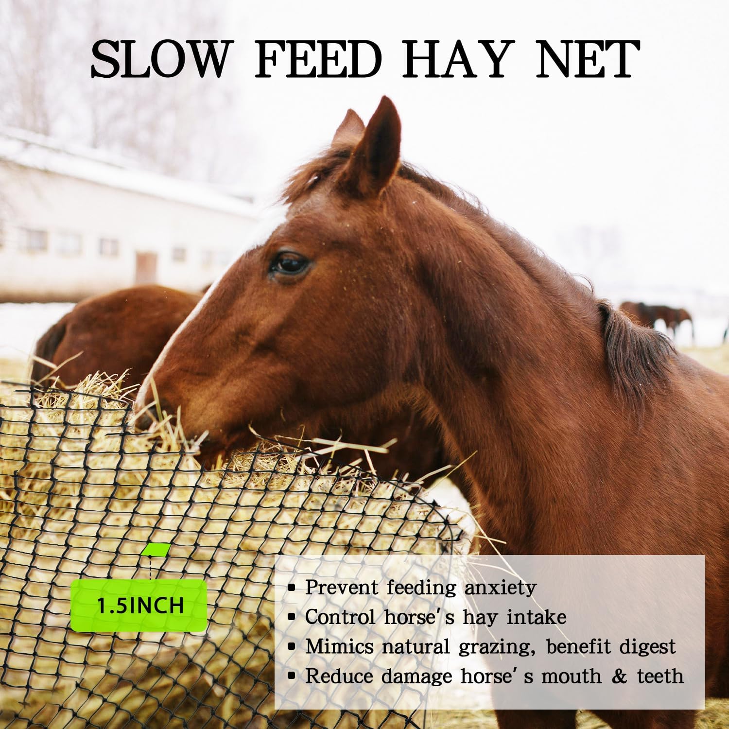 Large Round Bale Hay Net, 5x5FT Knotless Hay Nets for Horses Slow Feed, Heavy Duty Livestocks Haynet for 4x4/5x5 or Square Bale 3x3x8/4x4x8 - Image 3