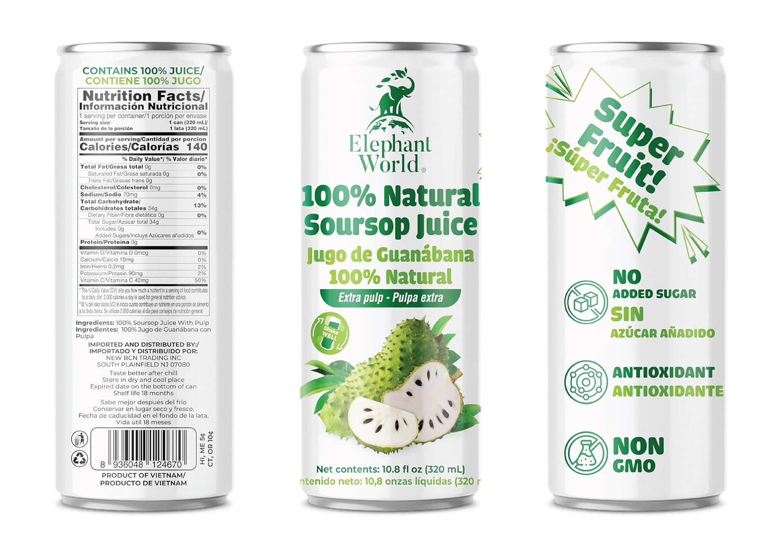 Elephant World 100% Natural Soursop Guanabana Juice 10.8 oz (Pack of 12), Soursop - Image 4