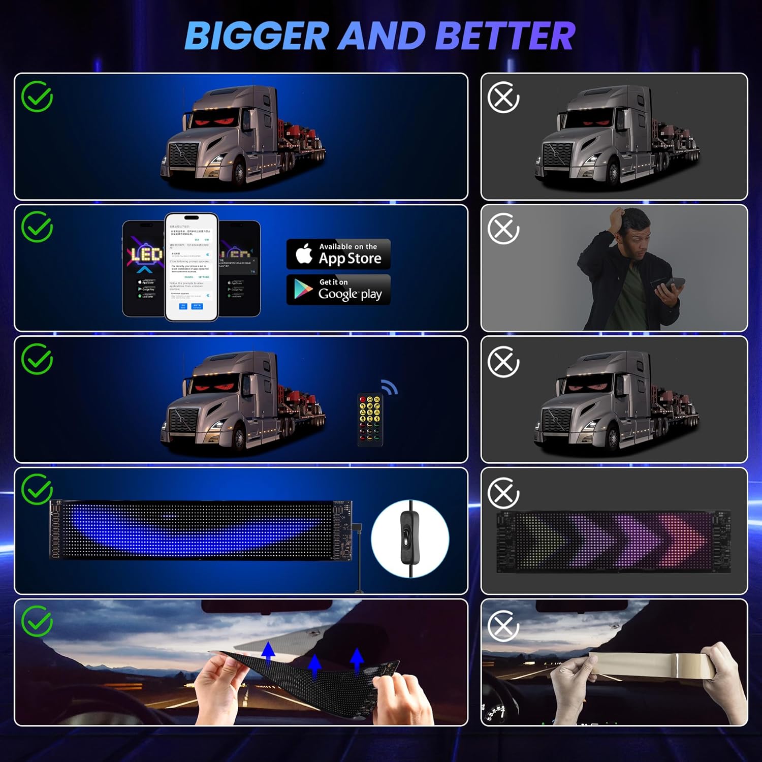 2PCS Devil Eyes Light for Cars,Led Eyes for Car Windshield,Programmable Led Sign,Controlled by a Remote Control and a Bluetooth APP,Suitable for Cars, SUVs & Trucks. - Image 2