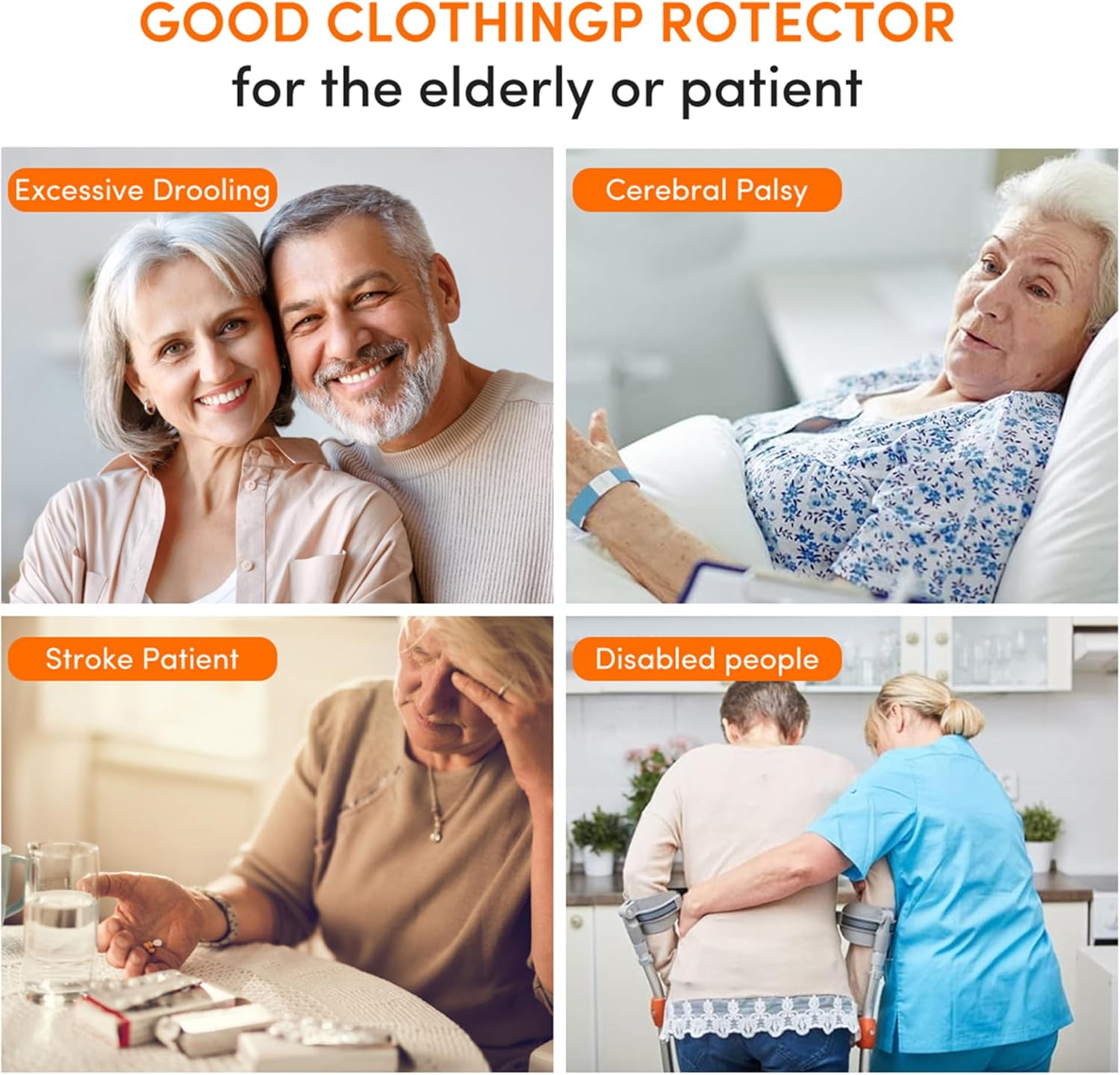 3 Pcs Adult Bibs For Women With Crumb Catcher, Reusable Waterproof Large Bibs For Adult, Clothing Protector For Eating,Washable Feeding Bib For Women Elderly Senior - Image 6