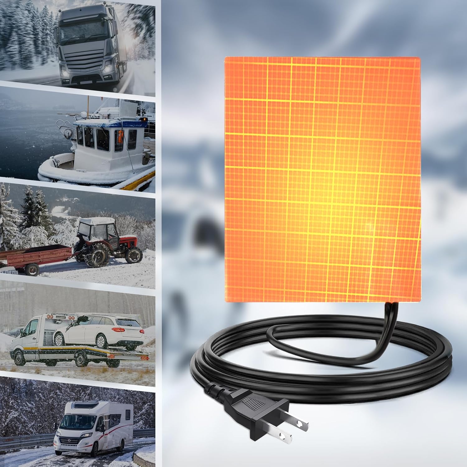 2PCS Engine Block Heater Oil Pan Heater Pad with Thermostat 120V 150W 4 X 5 Inch 3M Self-Adhesive Metal Surface Dipstick Engine Block Silicone Heating Pad with 68 Inch Long Power Cord - Image 8