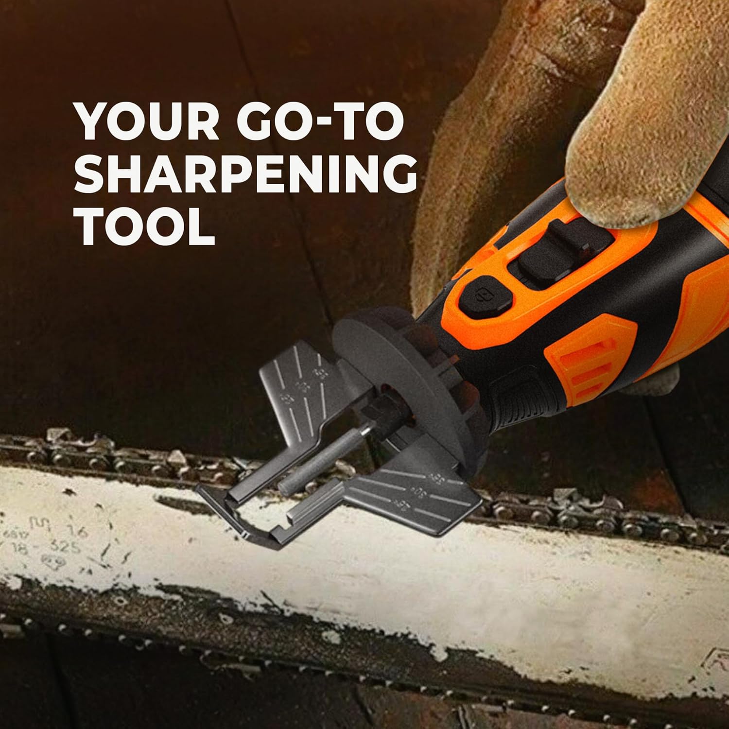 Sharp Pebble Electric Cordless Chainsaw Sharpener Kit - Comes with Chain Saw Sharpener Tool, 4 File Size Sharpening Wheels, Angle Attachment, Wrench & eBook - Image 6