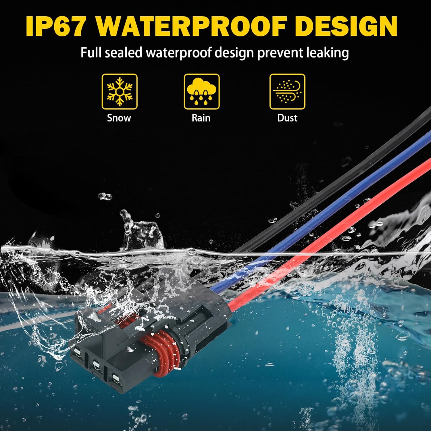 12Awg Pulse Power Plug Connector Pigtail Compatible with Polaris Ranger XP 1000 & RZR RS1 Pro & General 2018 2019 2020 2021 - Pulse Bar Wire Harness (3 pcs) - Image 5