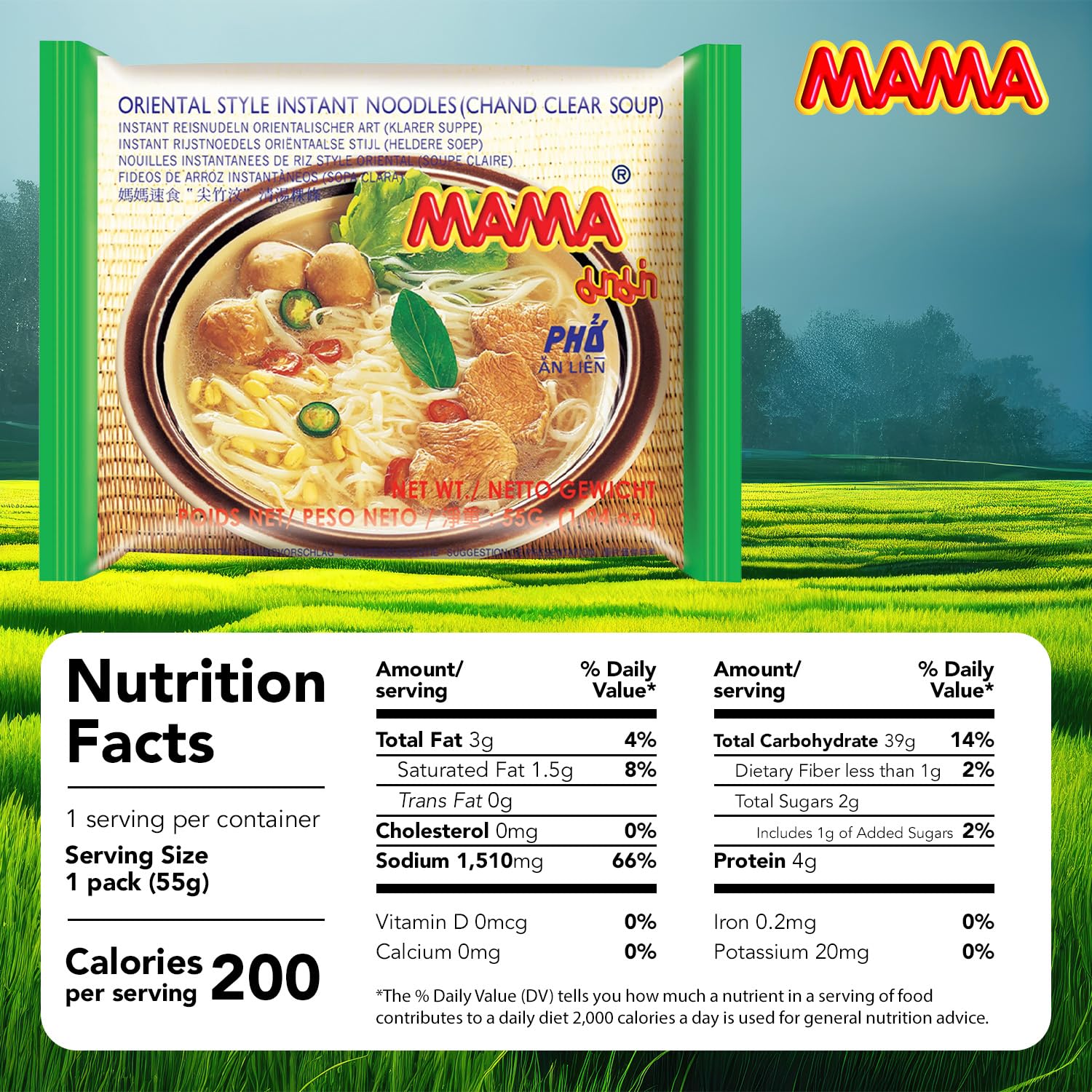 MAMA Noodles Chand Clear Soup Instant Rice Noodles w/Delicious Thai Flavors, Hot & Spicy Noodles, No Trans Fat w/Fewer Calories Than Deep Fried Noodles 30 Pack - Image 2