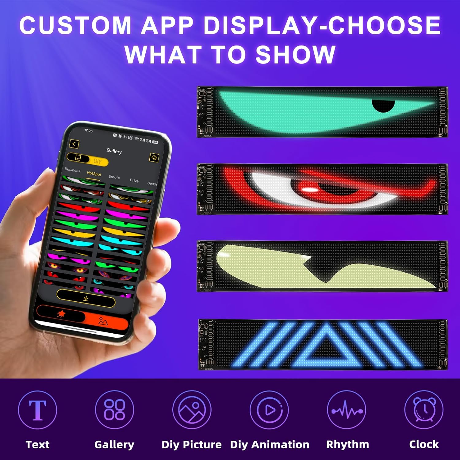 Devil Eyes Light for Cars (2-Pack) – 23.4''x4.7'' Dual LED Eyes for Car Windshield | Perfect Sync, Programmable Patterns, App/Remote Control | for Sedans, SUVs, Medium Trucks – Custom Dynamic Sign - Image 7