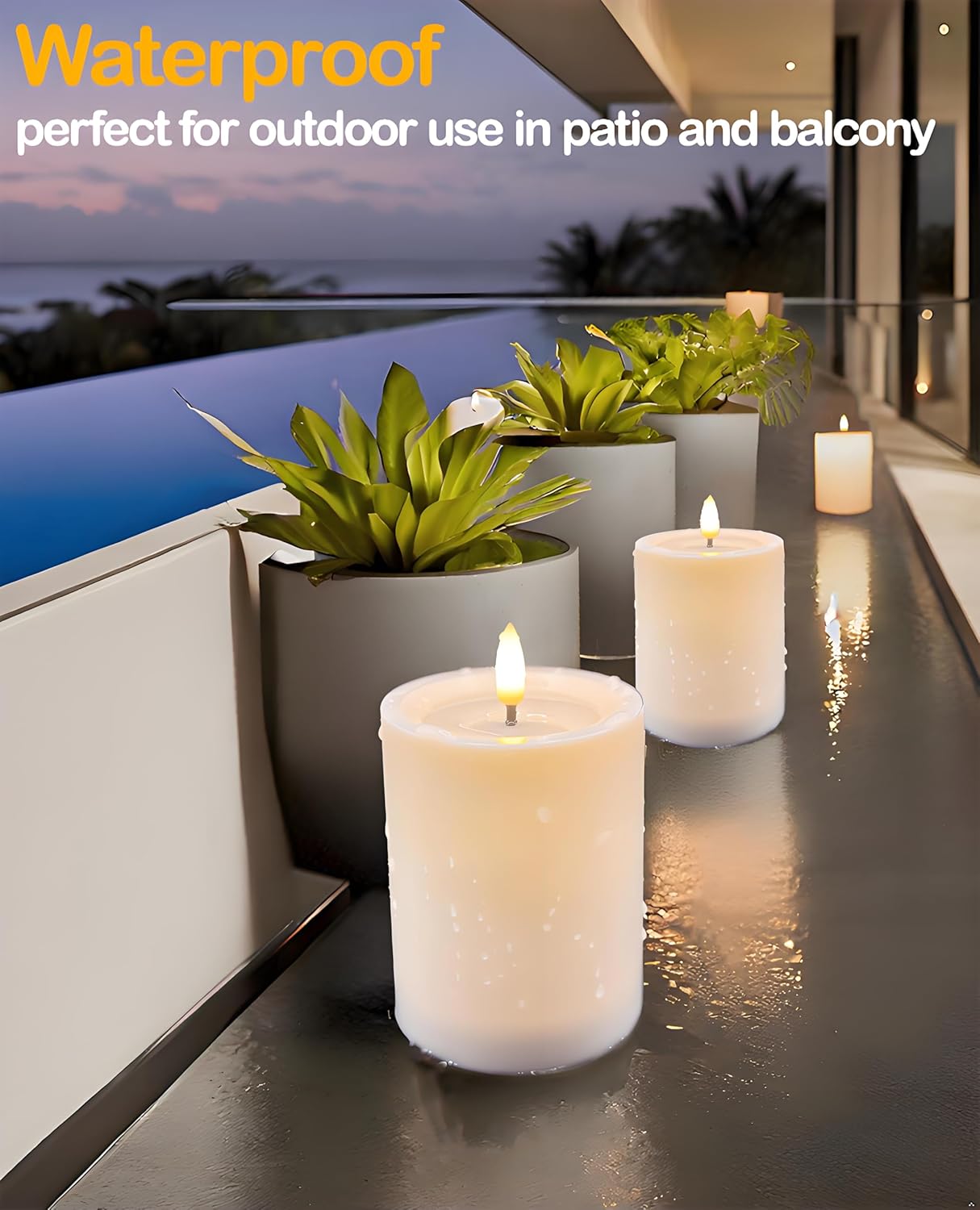 3"x4" Outdoor Waterproof Flameless Candles with Remote and Timers, LED Candles, Battery Operated Candles, Electric Fake Pillar Candles for Patio, Porch, and Lanterns Decor (Ivory) - Image 5