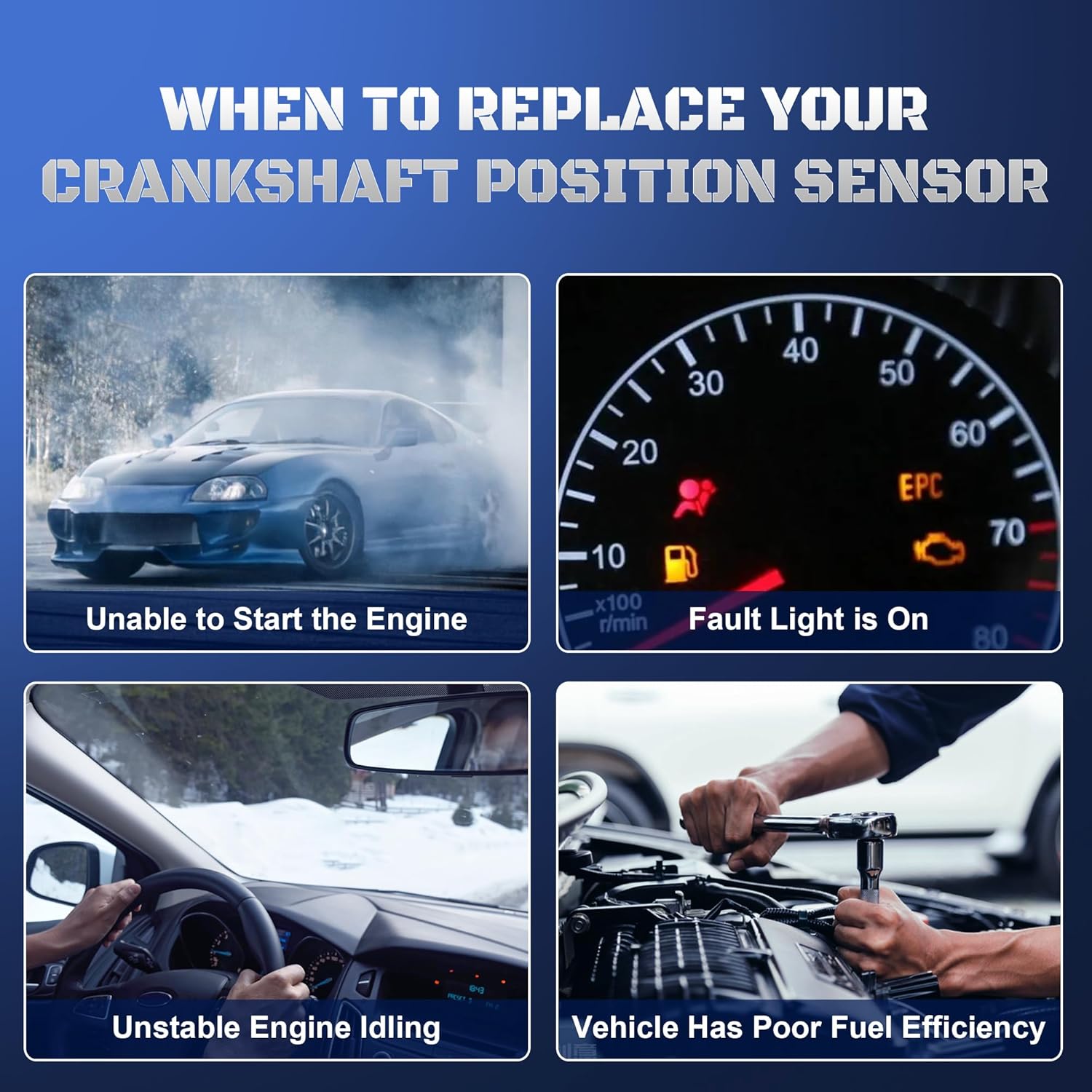 Crankshaft Position Sensor Compatible with 1999-2006 Chevy Silverado 1500 Avalanche Suburban Tahoe Trailblazer Camaro GMC Sierra Envoy Yukon Savana for Cadillac Escalade 12560228, 12555566, 5S1692 - Image 6