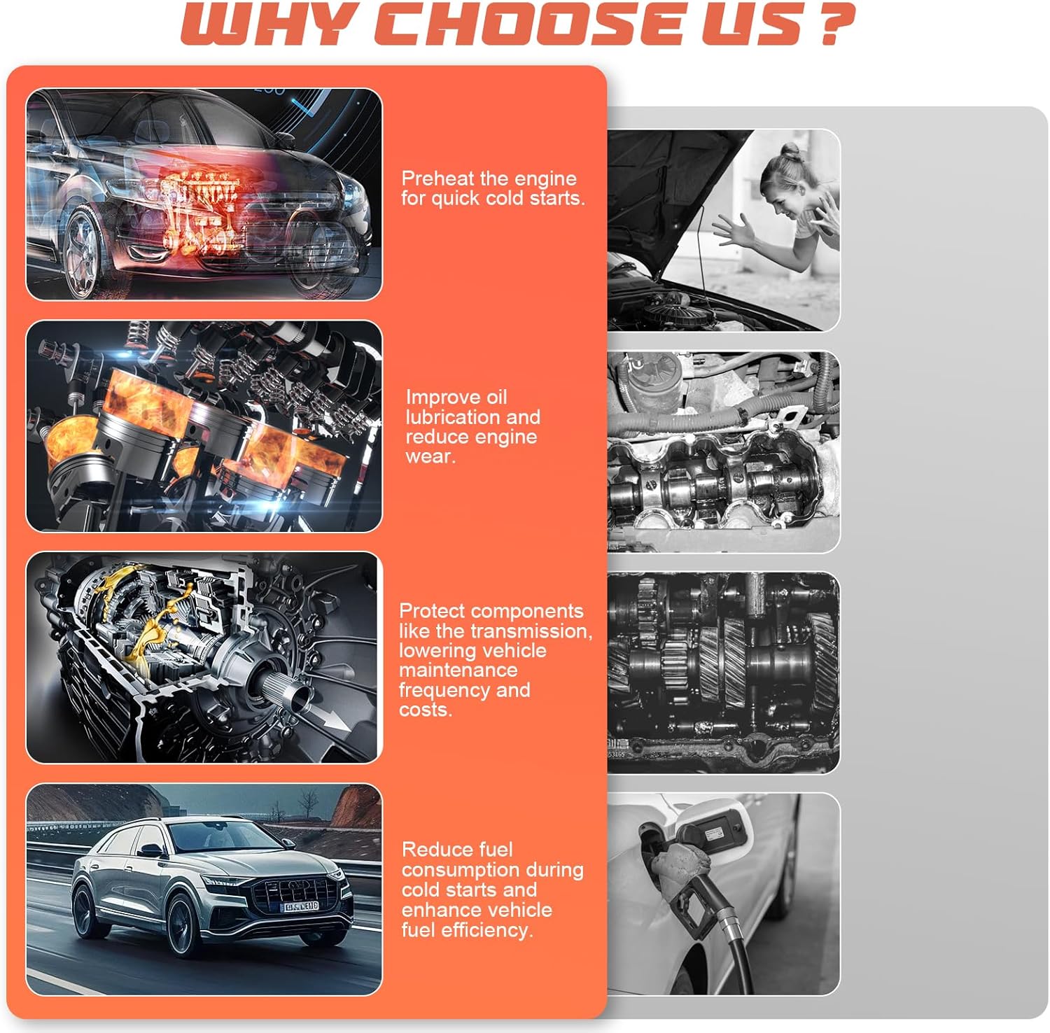 2PCS Engine Block Heater Oil Pan Heater Pad with Thermostat 120V 150W 4 X 5 Inch 3M Self-Adhesive Metal Surface Dipstick Engine Block Silicone Heating Pad with 68 Inch Long Power Cord - Image 7